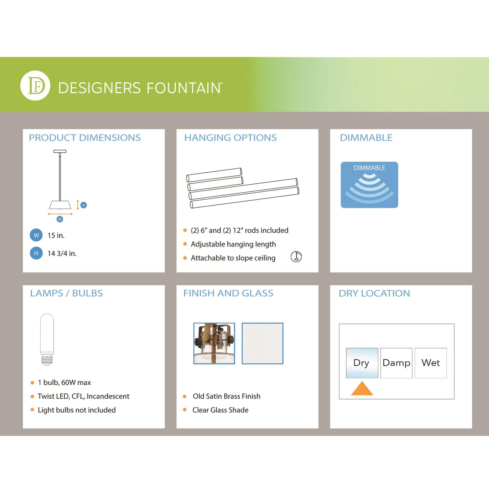 Designers Fountain Porter 15 Inch Large Pendant