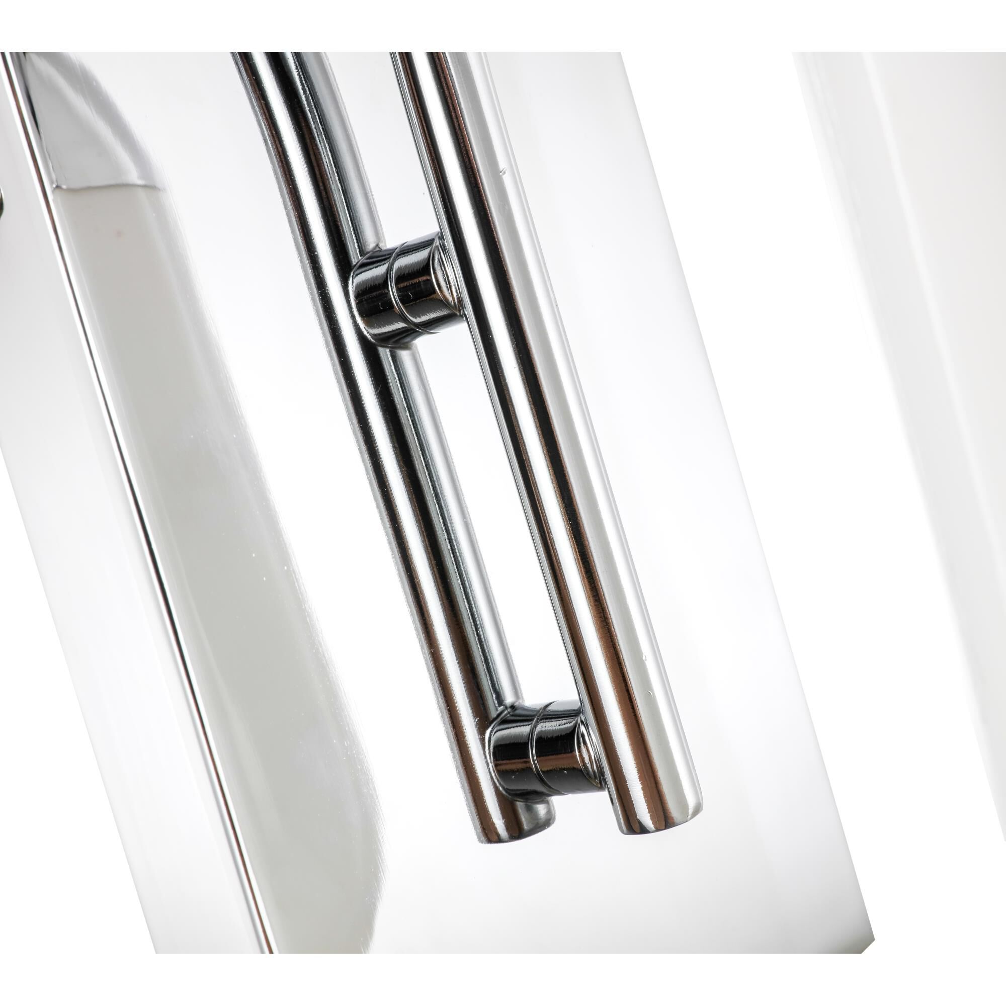 Shown in Chrome finish and Frosted White  glass