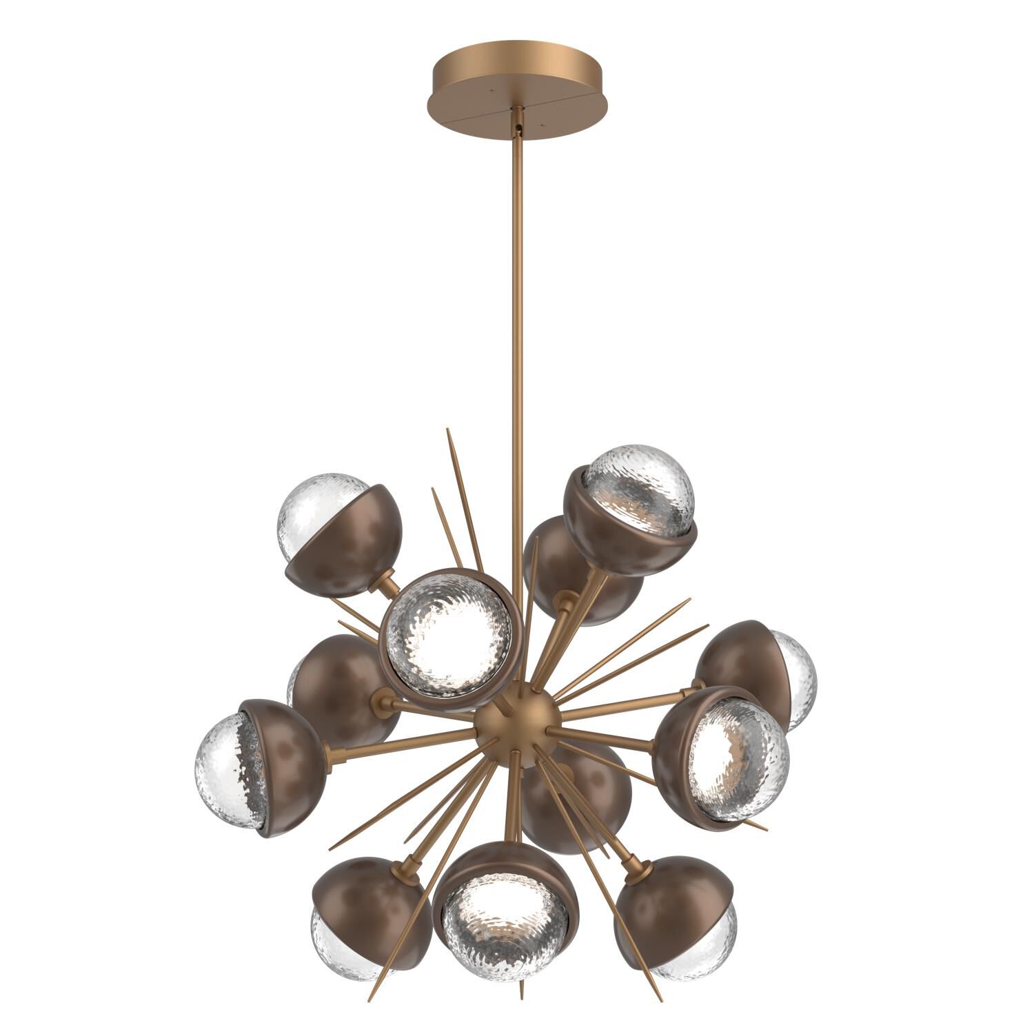Shown in Novel Brass finish and Clear glass and Burnished Bronze accent