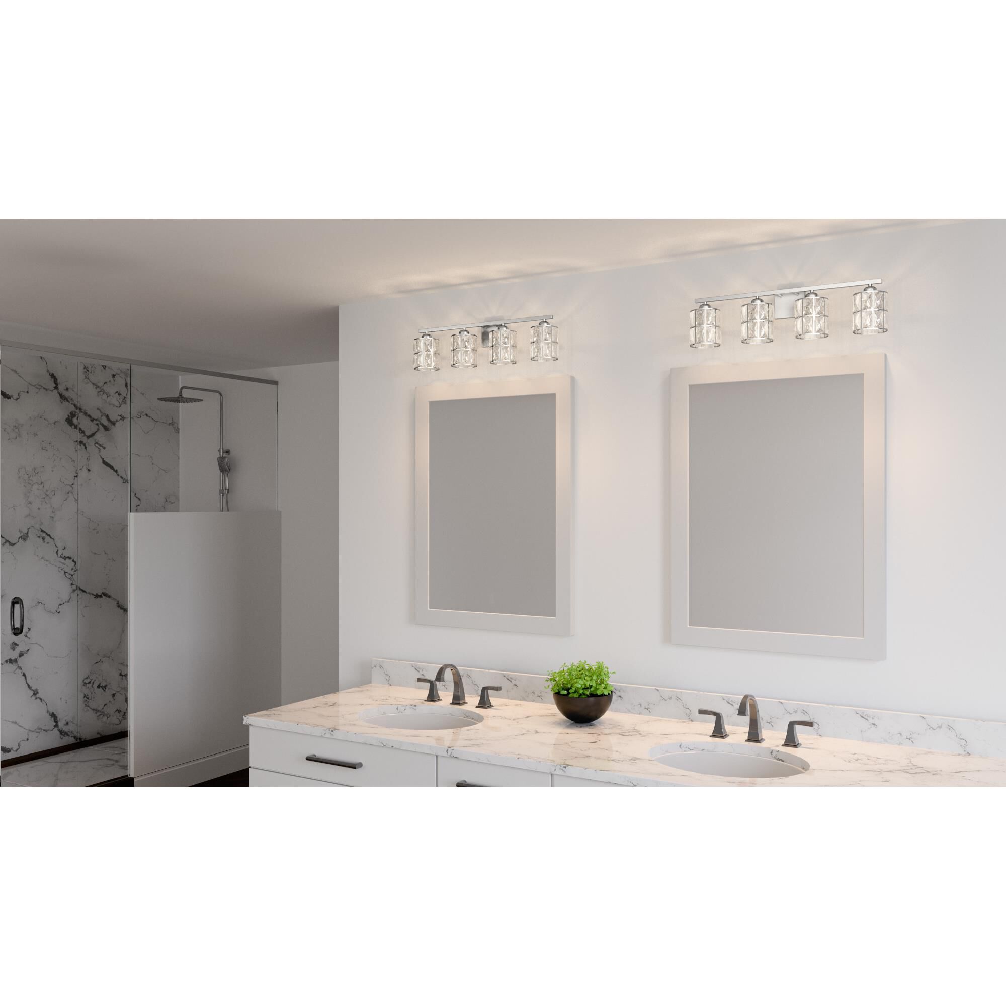 Shown in Polished Chrome finish and Clear Beveled Crystal glass