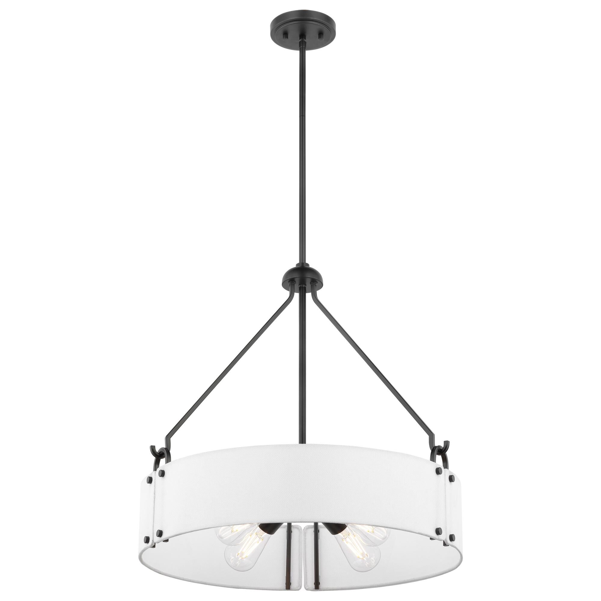 Shown in Matte Black finish and White Linen shade
