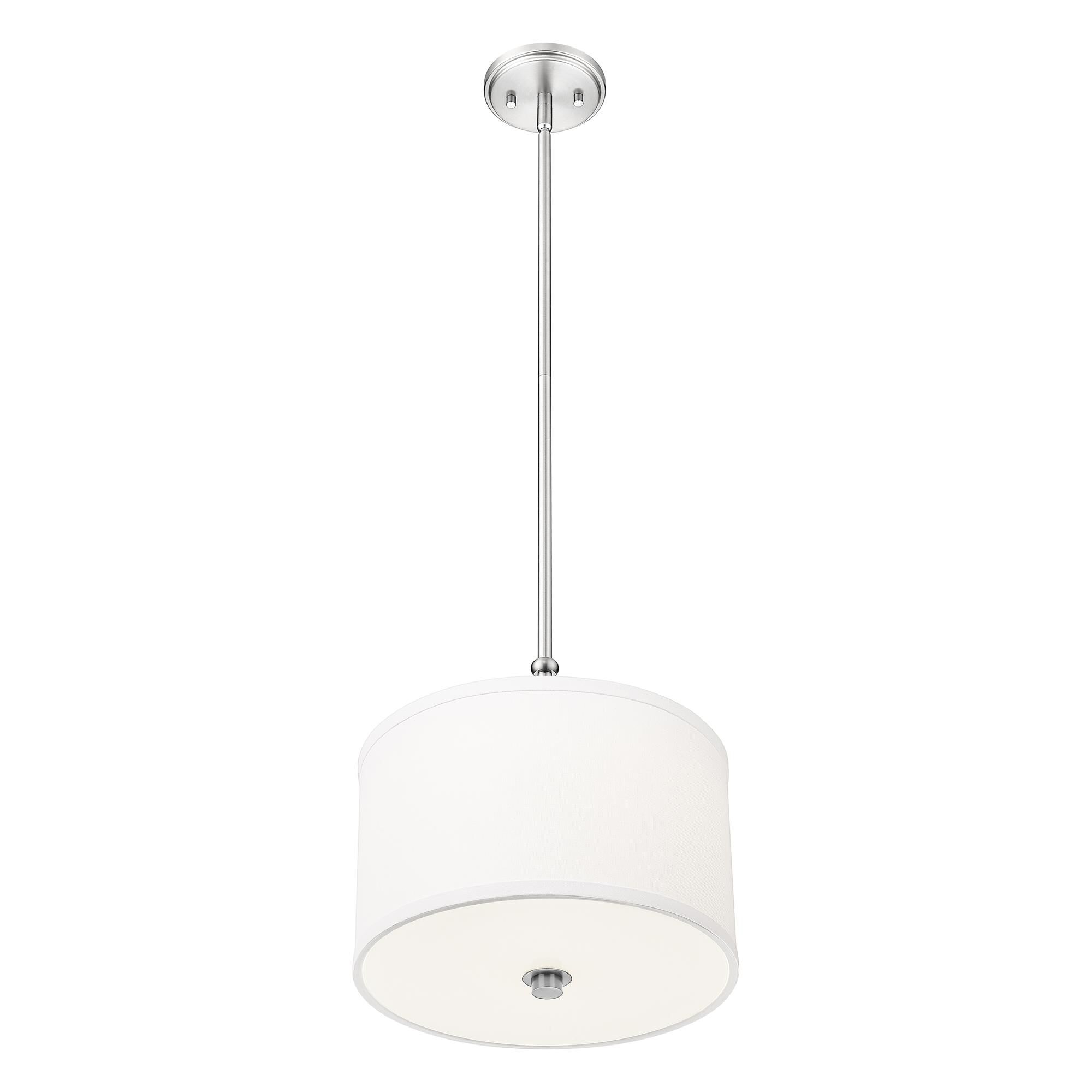 Shown in Brushed Nickel finish and White glass