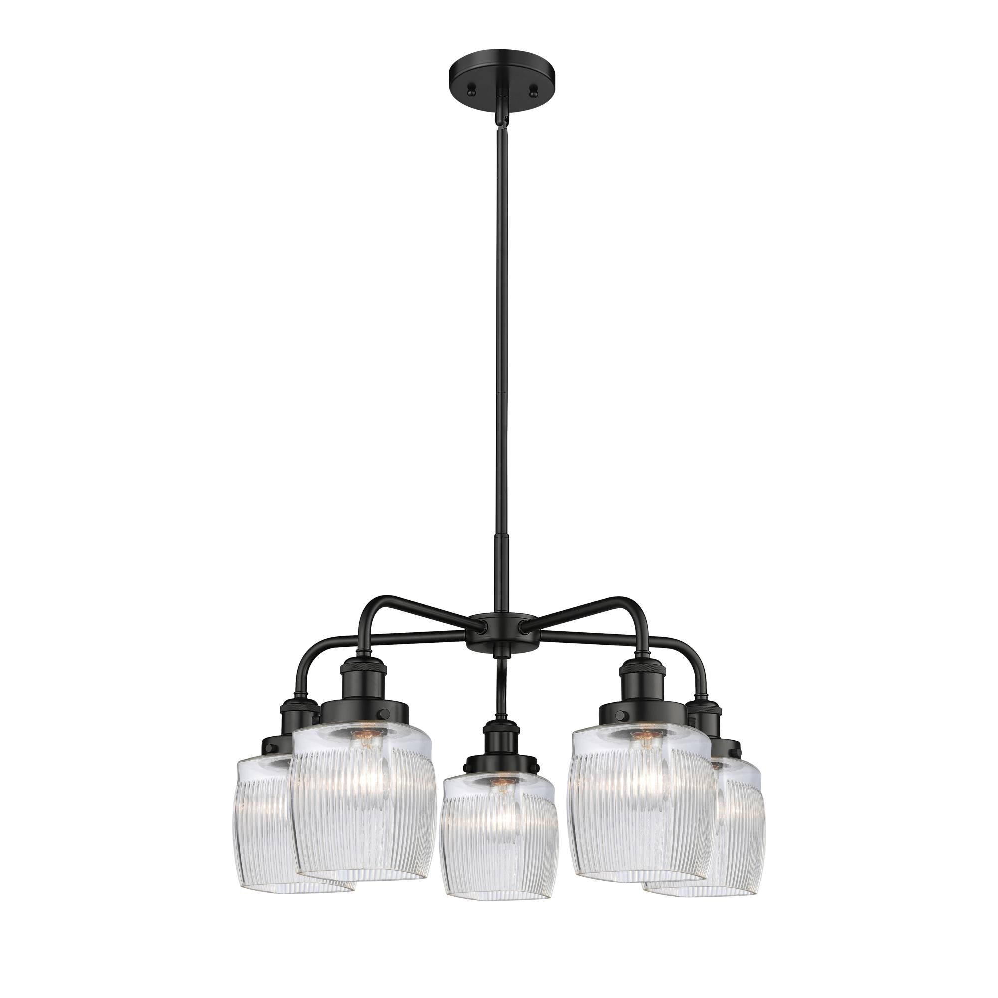 Shown in Matte Black finish and Clear Halophane glass