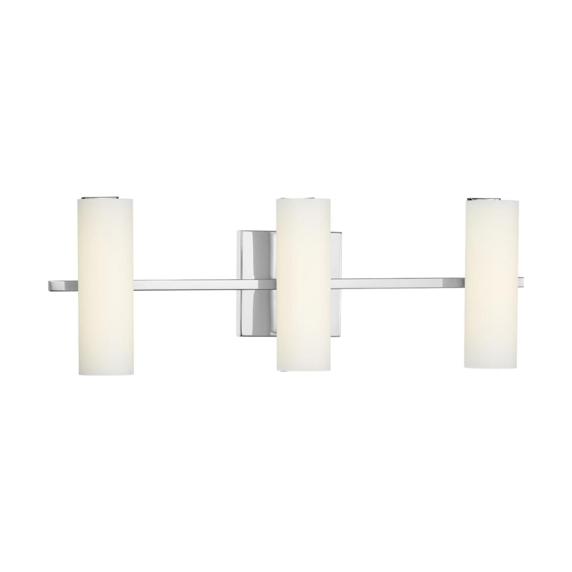 Shown in Polished Chrome finish and Etched White glass