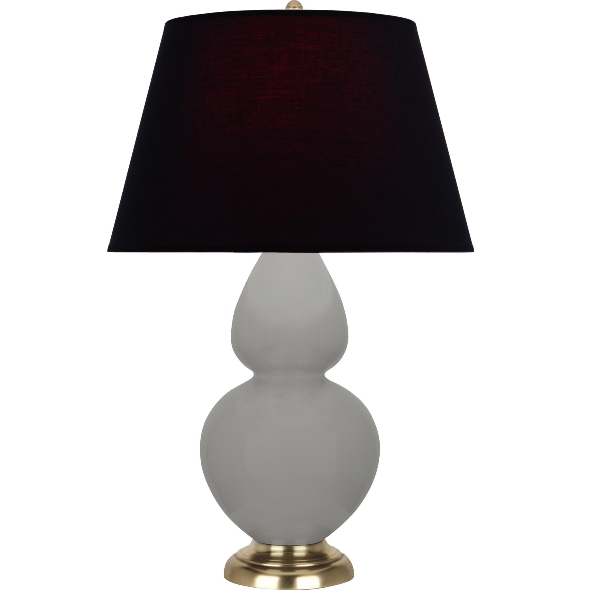 Shown in Matte Smokey Taupe finish and Ink Black with Rose Red Lining shade and Antique Natural Brass accent