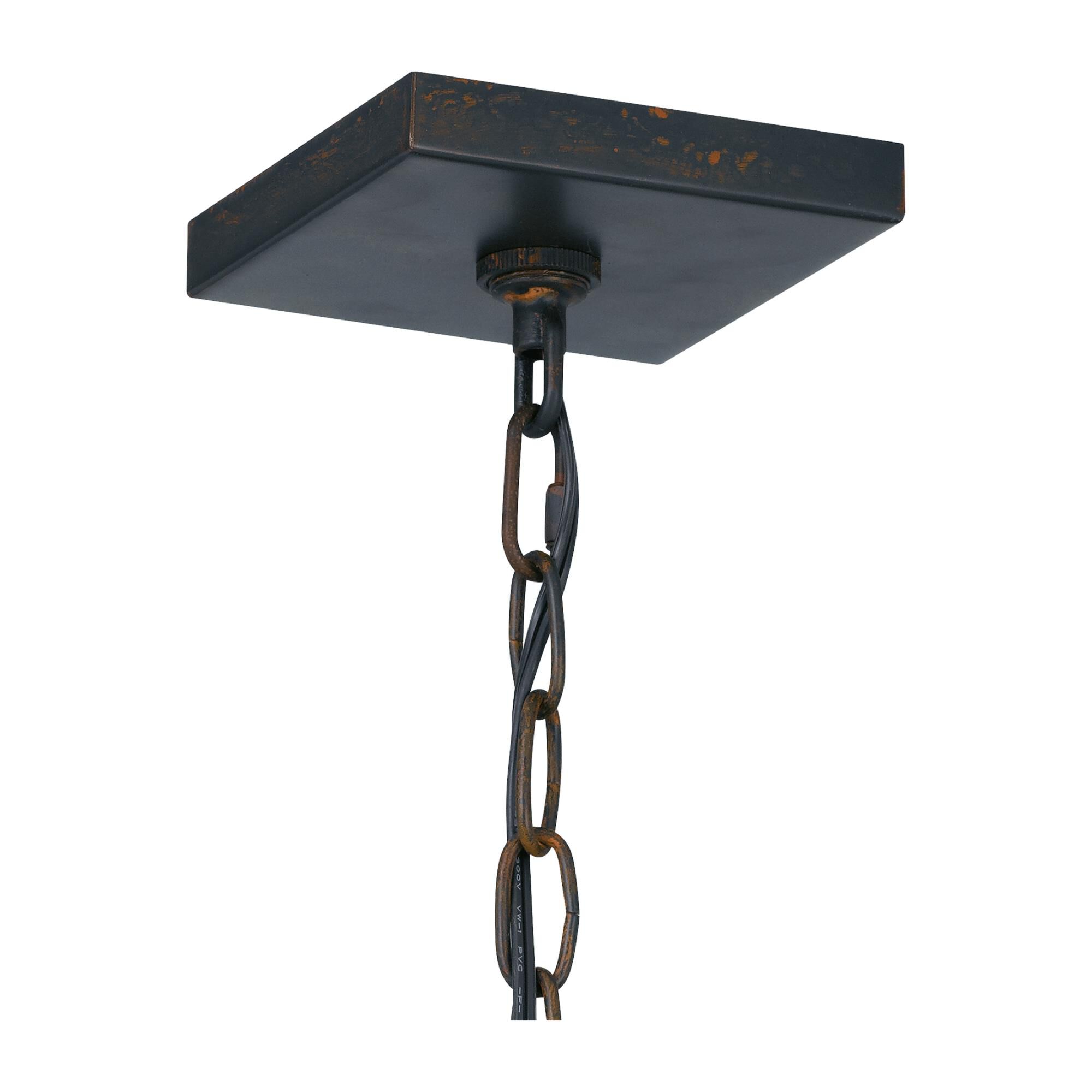 Shown in Industrial Bronze finish and Clear Seeded Glass shade