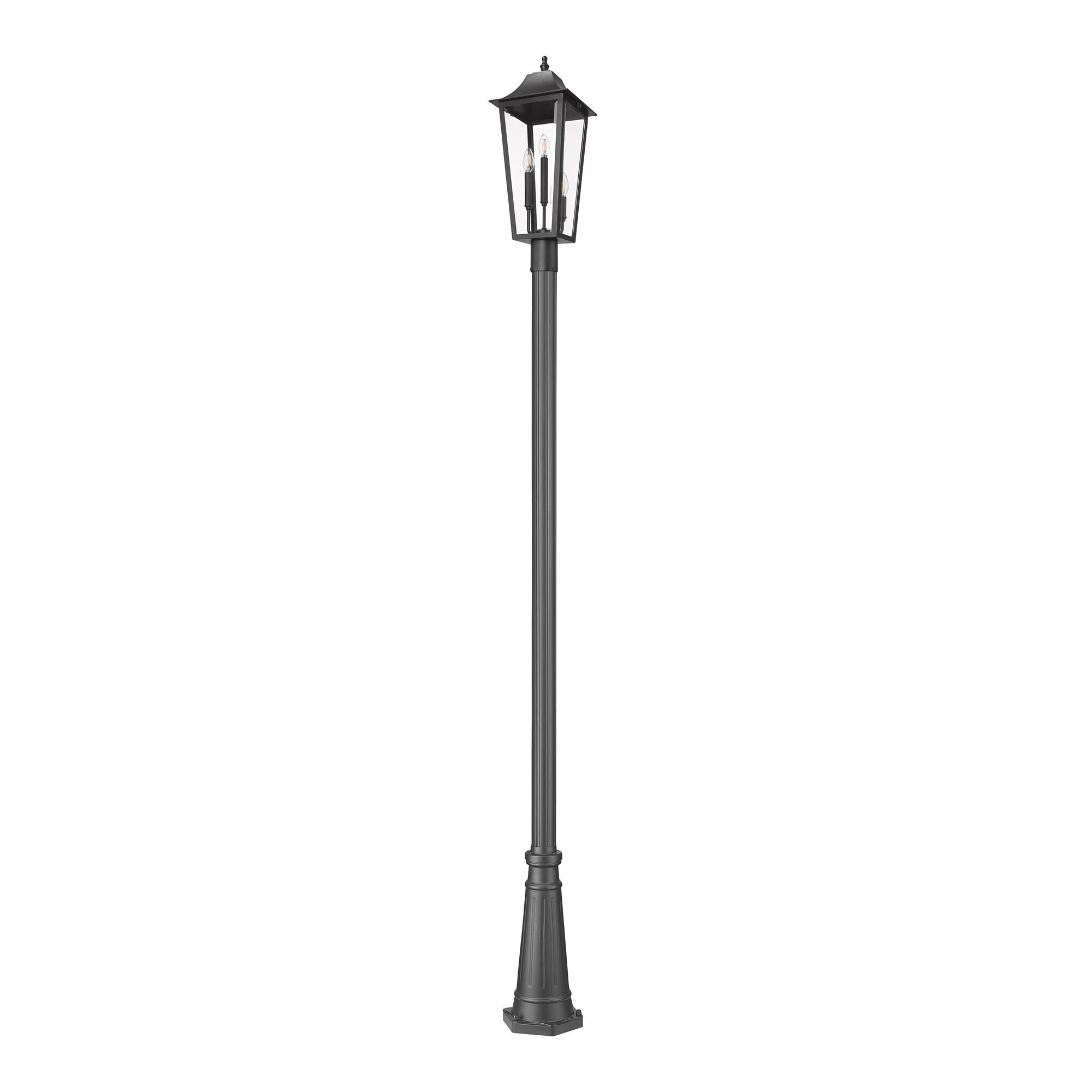 Shown in Black finish and Clear Beveled glass and Clear Beveled shade