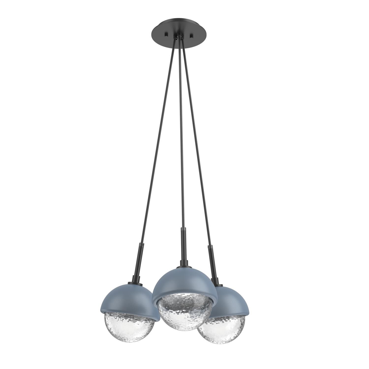 Shown in Matte Black finish and Clear glass and Poppy Blue accent