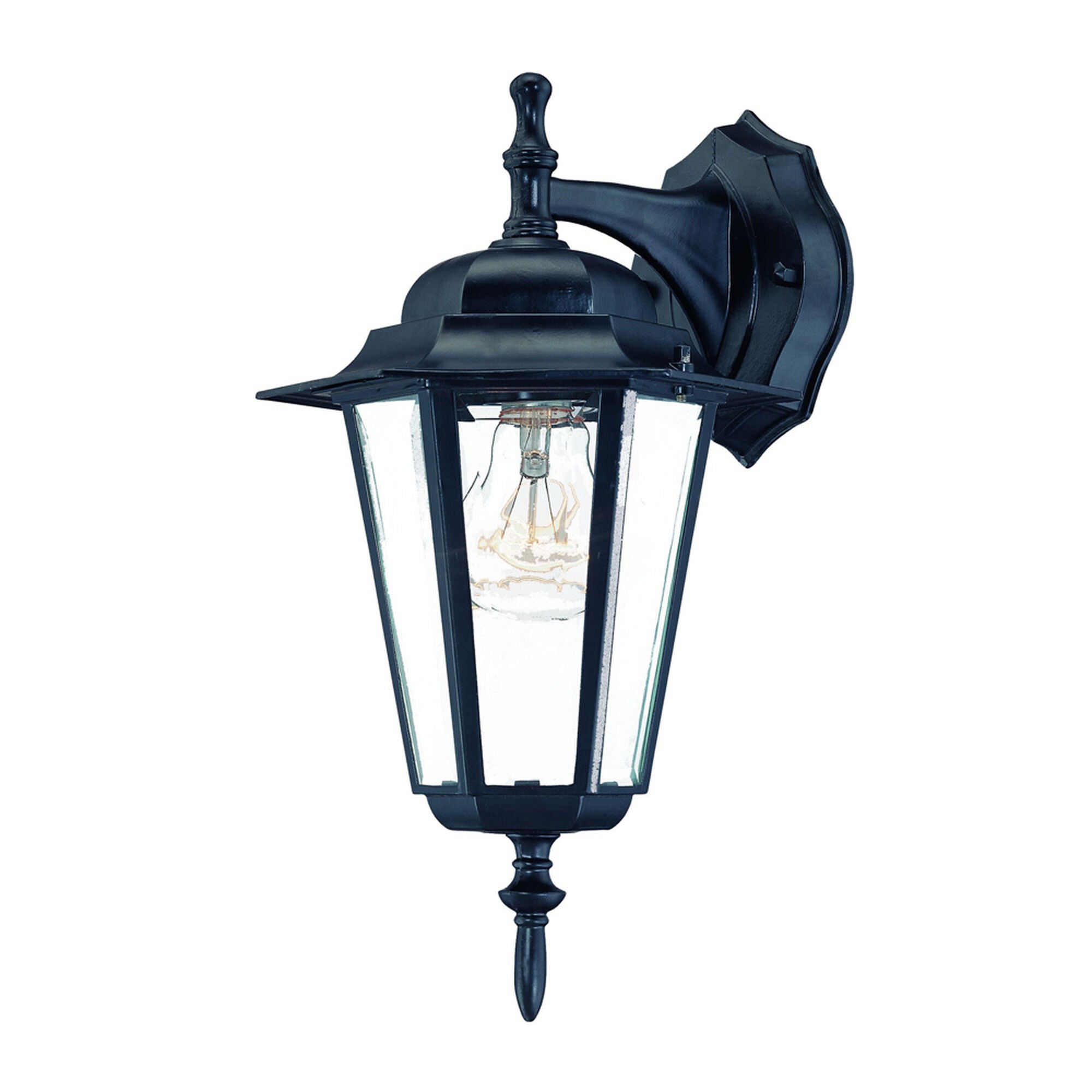 Shown in Matte Black finish and Clear glass and Clear Beveled Glass Panes shade