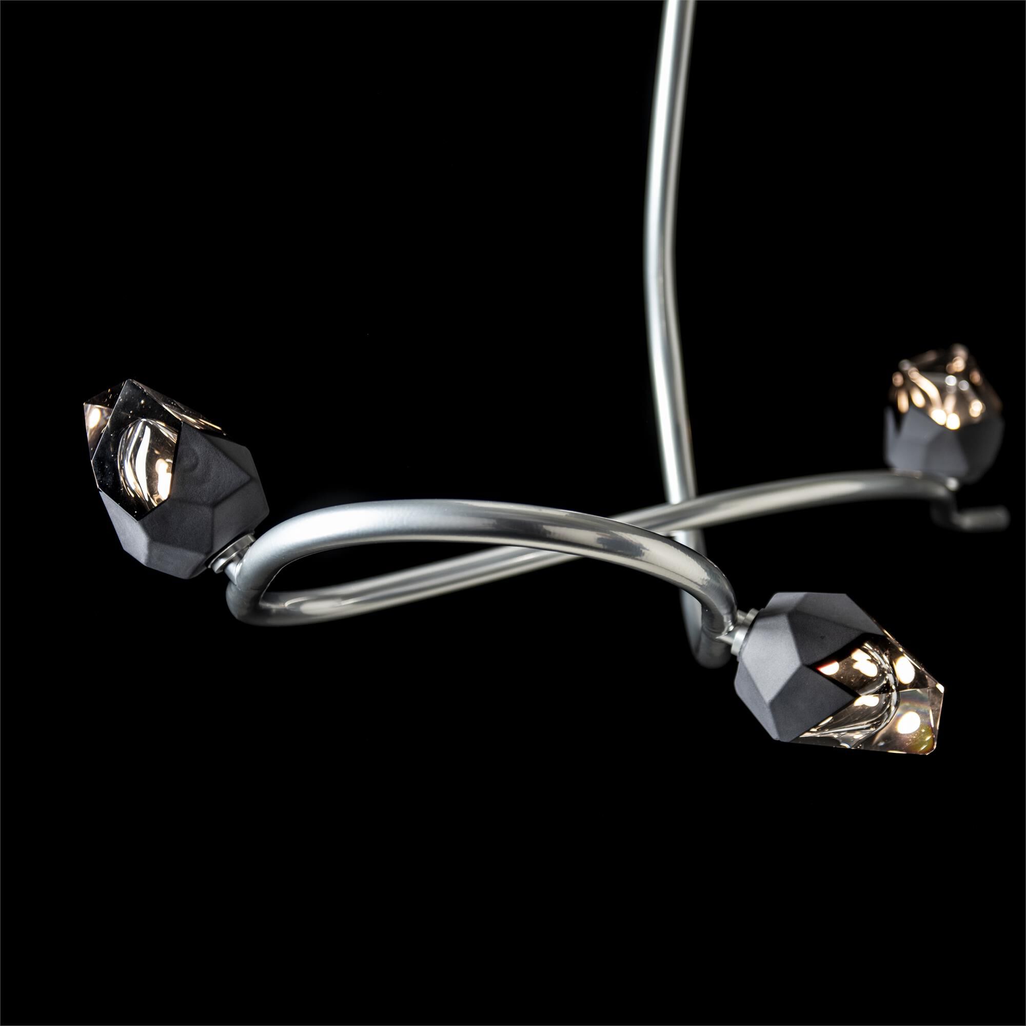 Shown in Sterling finish and Black Crystal glass