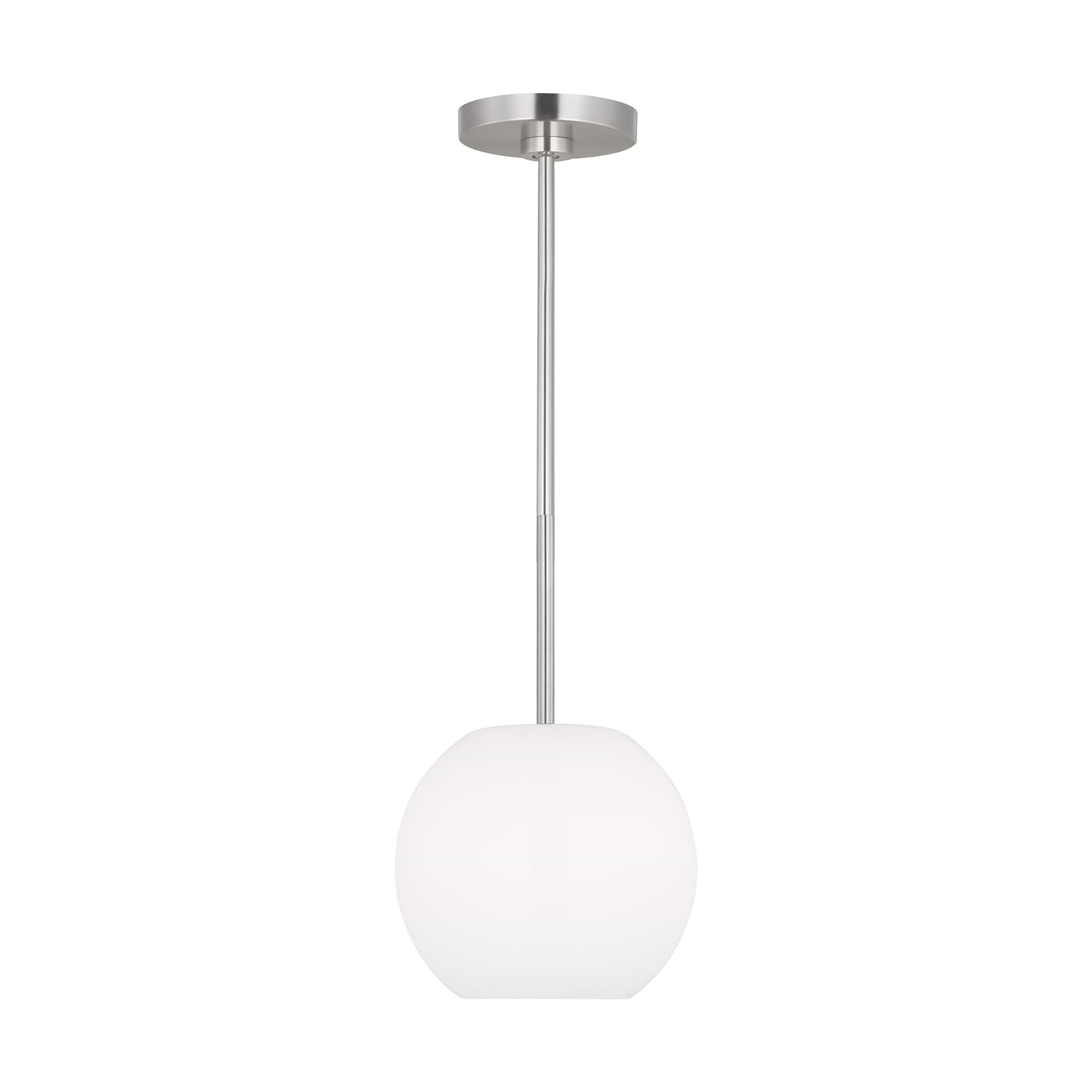 Shown in Brushed Steel finish and Clear Outside / Painted White Inside Glass shade