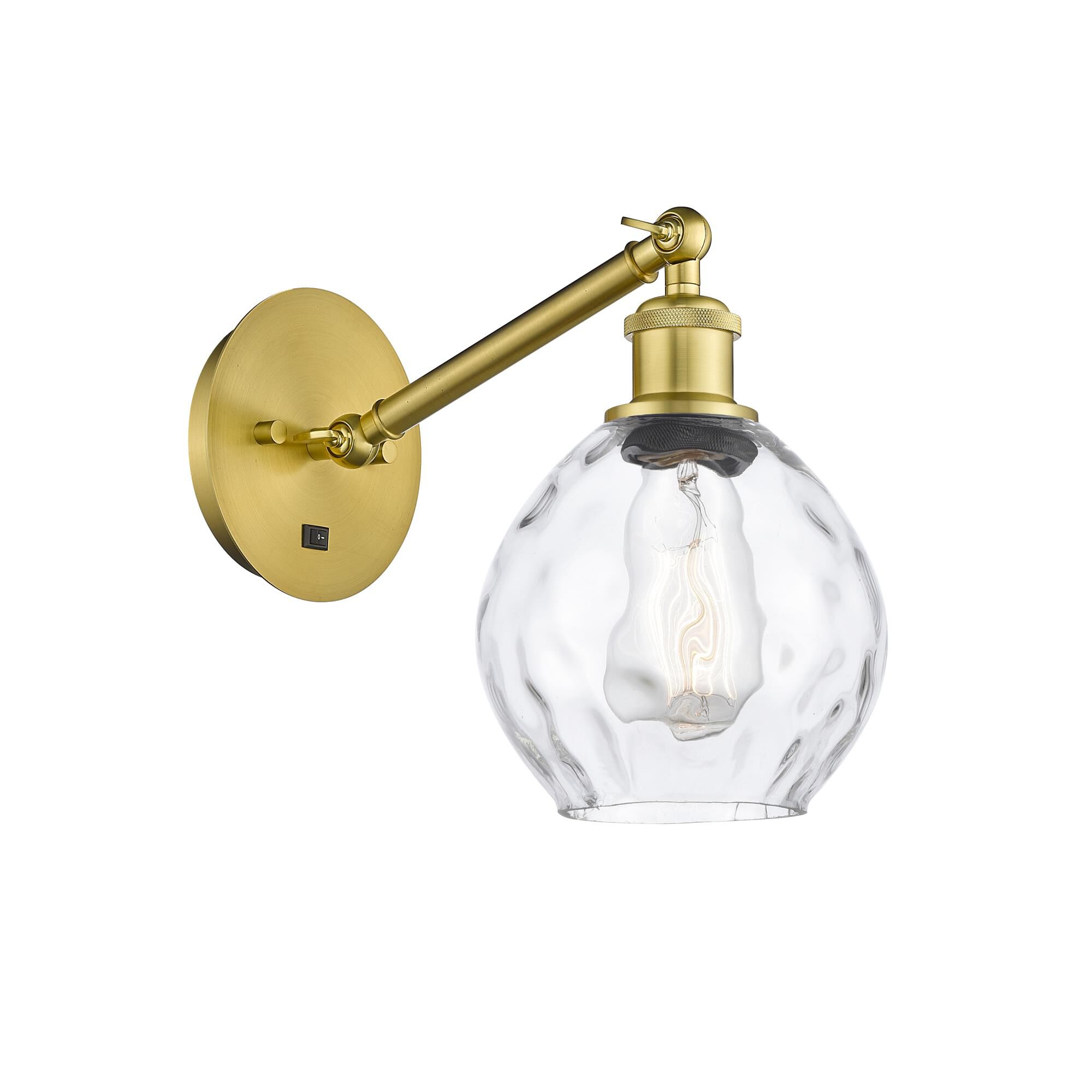 Shown in Satin Gold finish and Clear Small Waverly glass