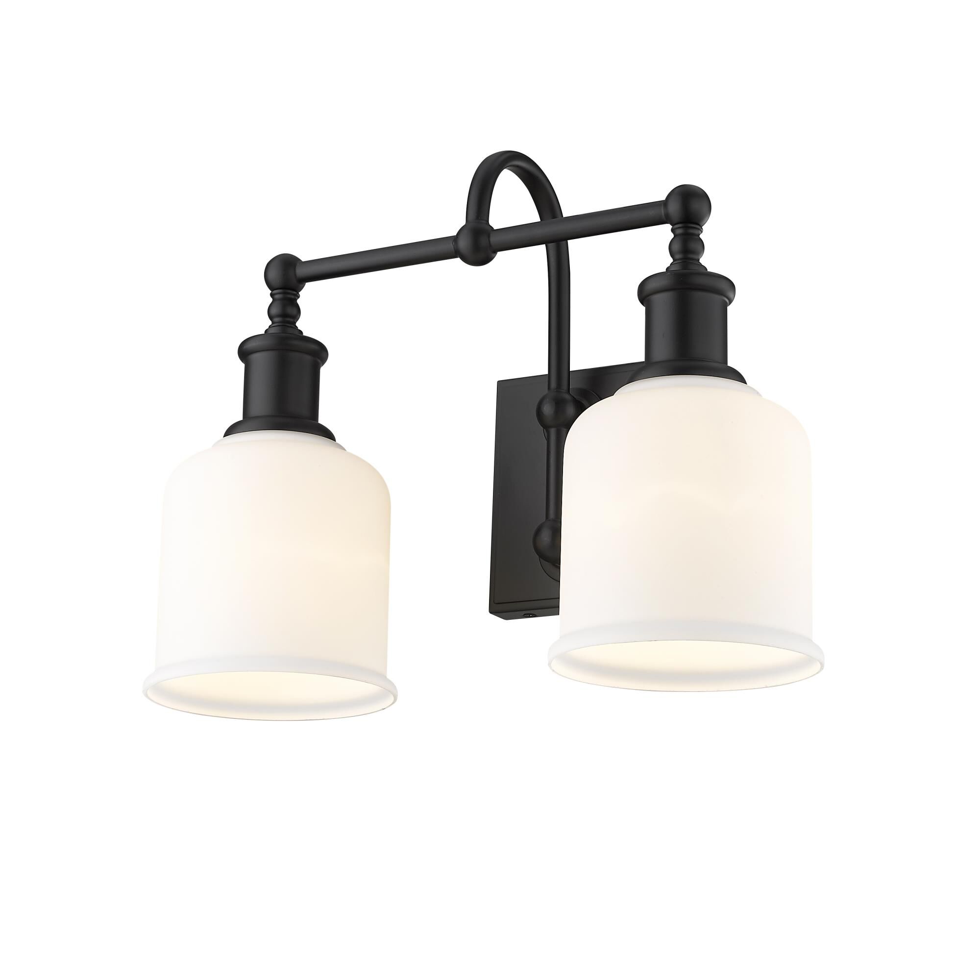 Shown in Matte Black finish and Glass shade