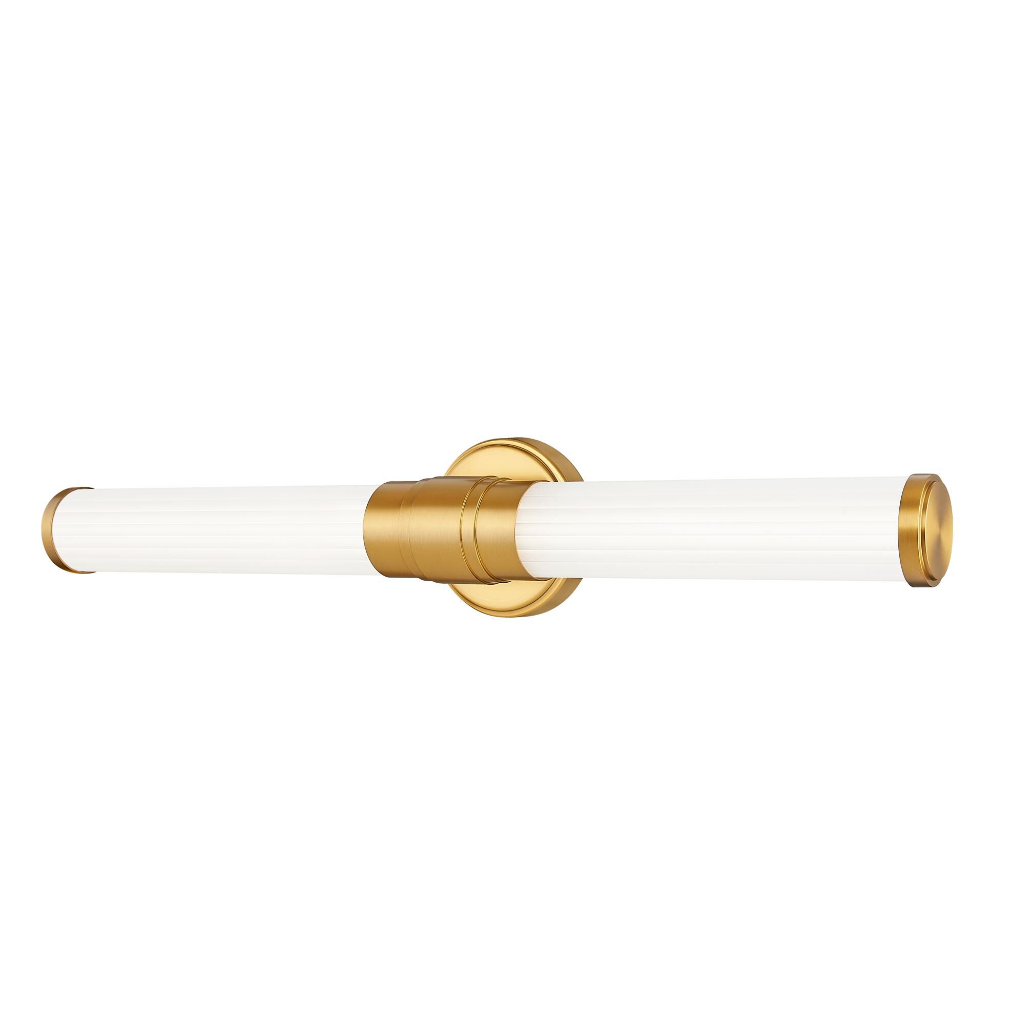 Shown in Modern Gold finish and Opal White glass and Opal White shade