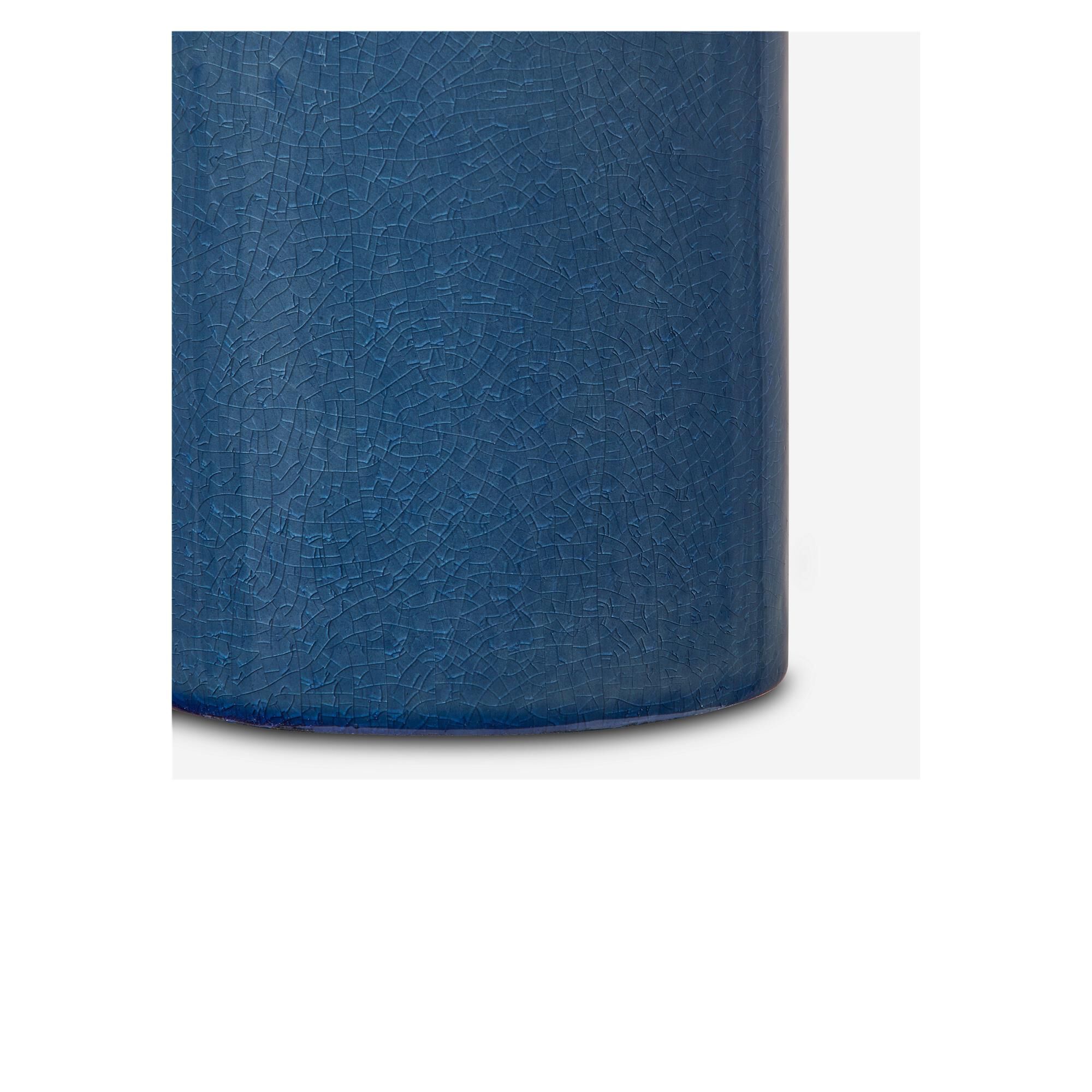 Shown in Deep Ocean Crackle finish and White Linen Fabric shade