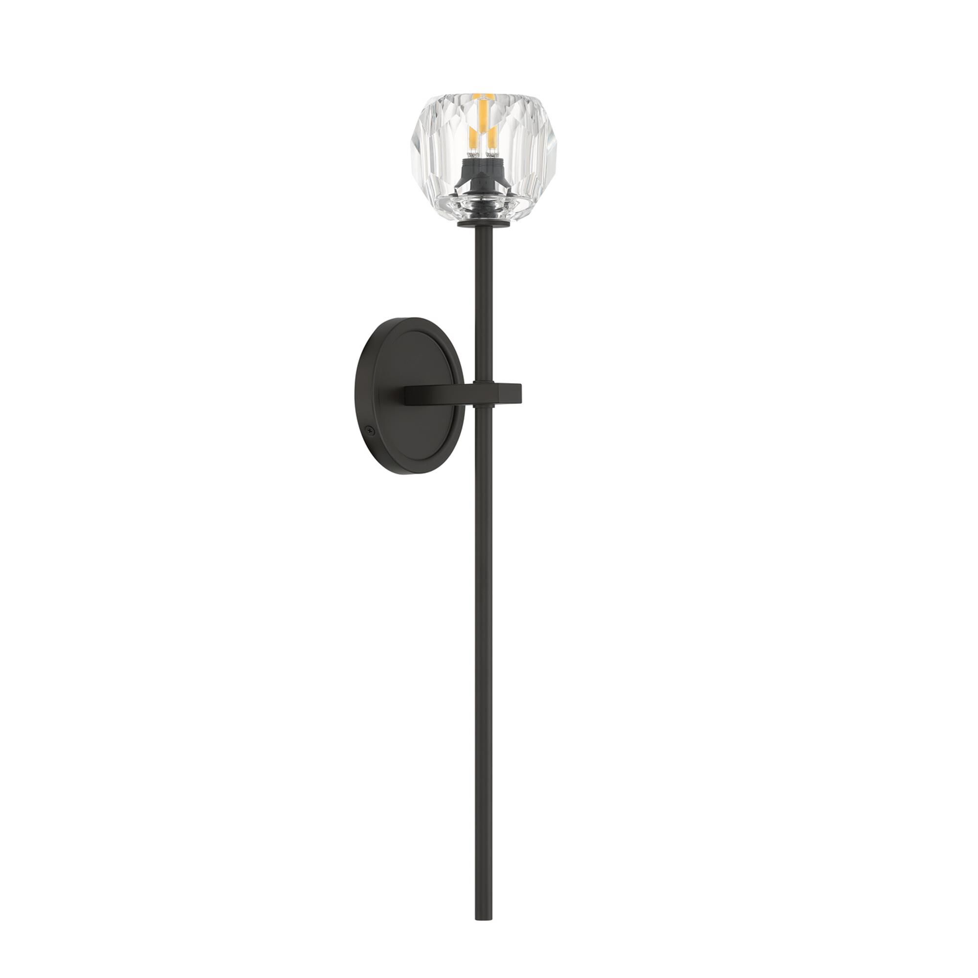 Shown in Matte Black finish and Faceted Cut crystal and Crystal glass and Crystal shade
