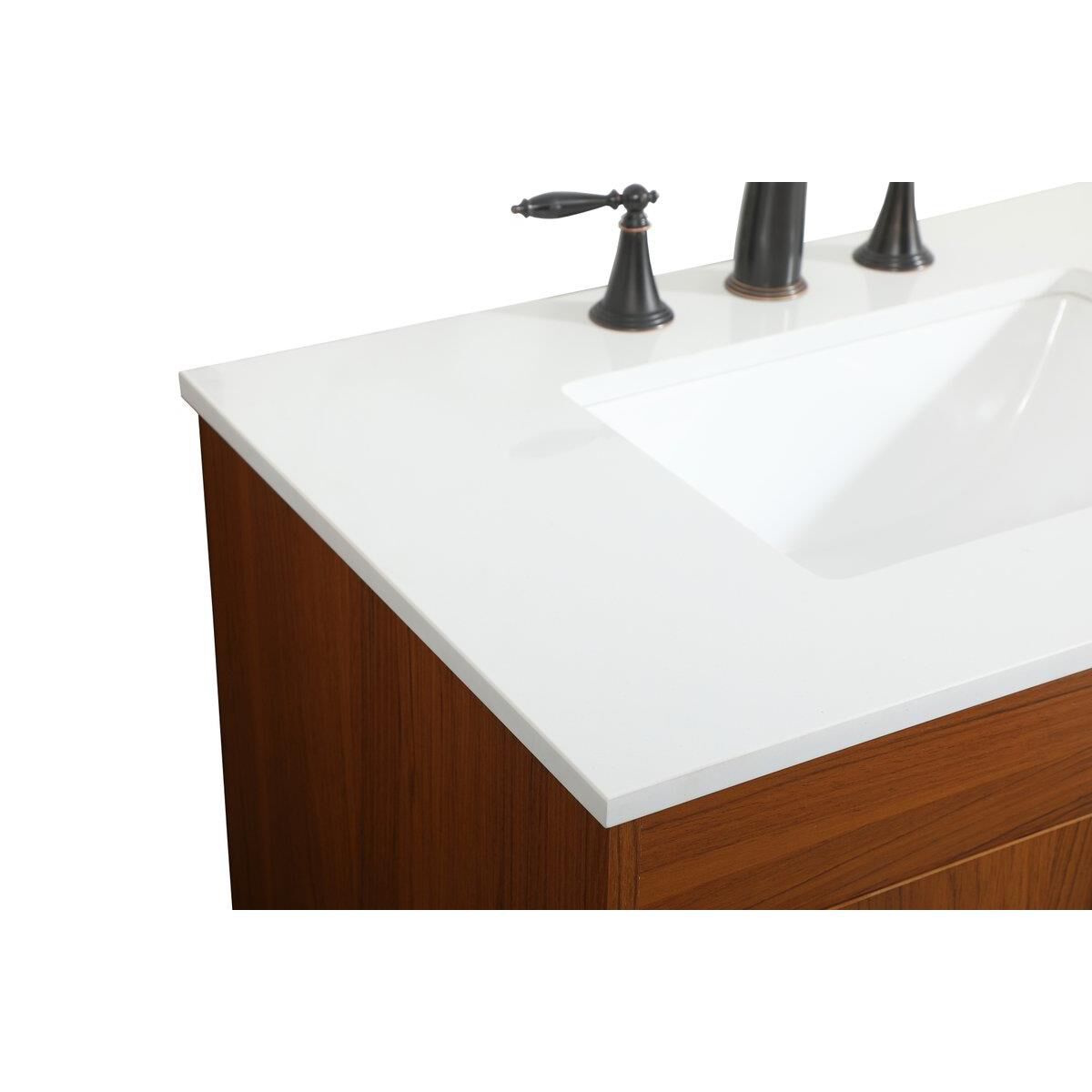Shown in Teak finish and Without Backsplash accent