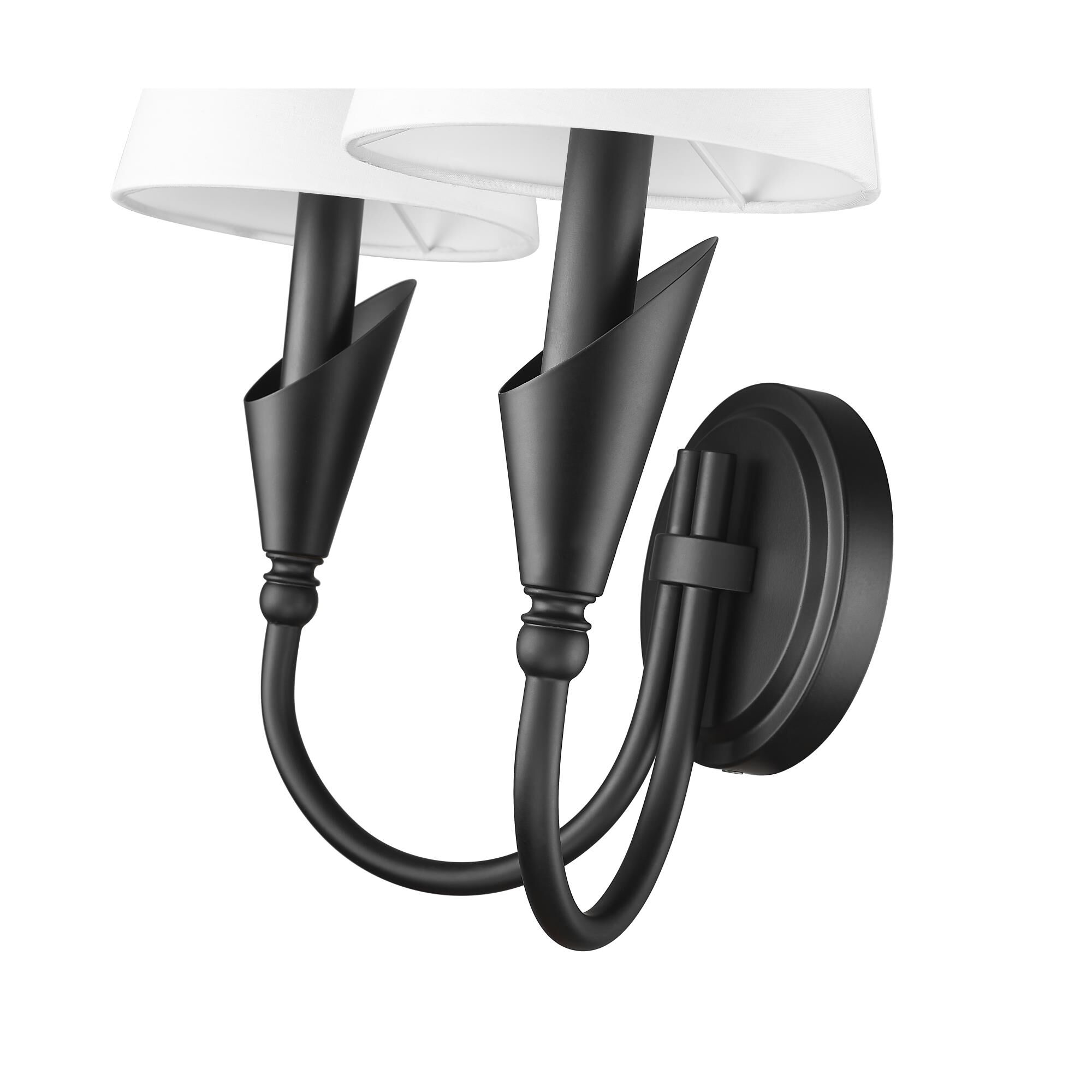 Shown in Matte Black finish and White glass and White shade