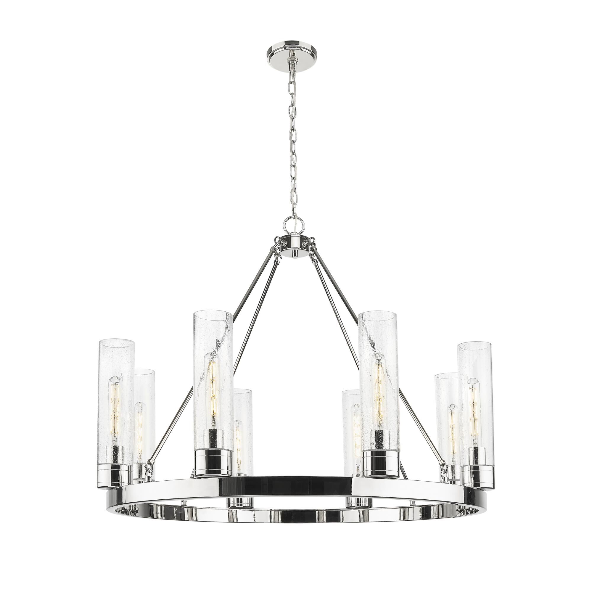 Shown in Polished Nickel finish and Seedy glass