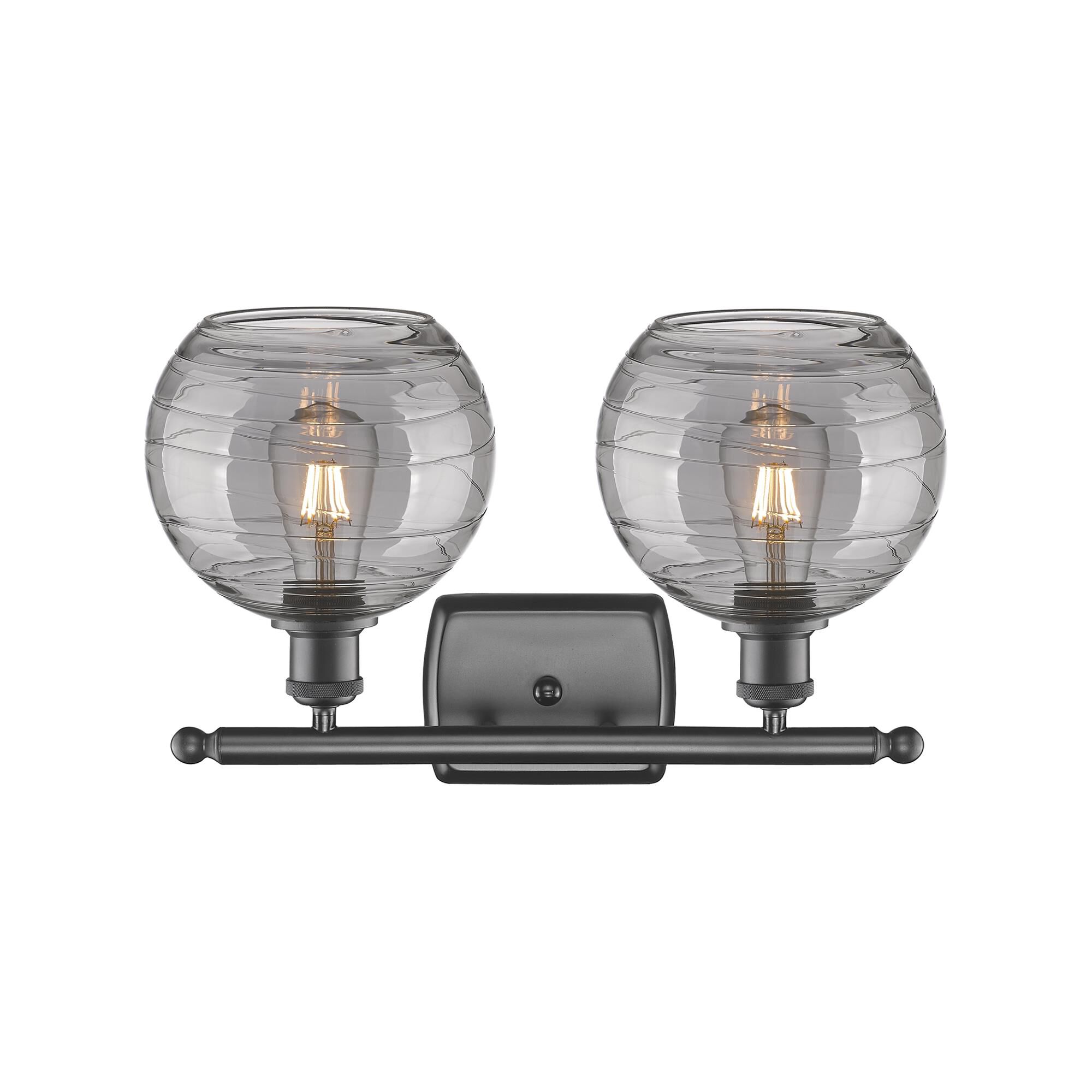 Shown in Oil Rubbed Bronze finish and Light Smoke Deco Swirl glass