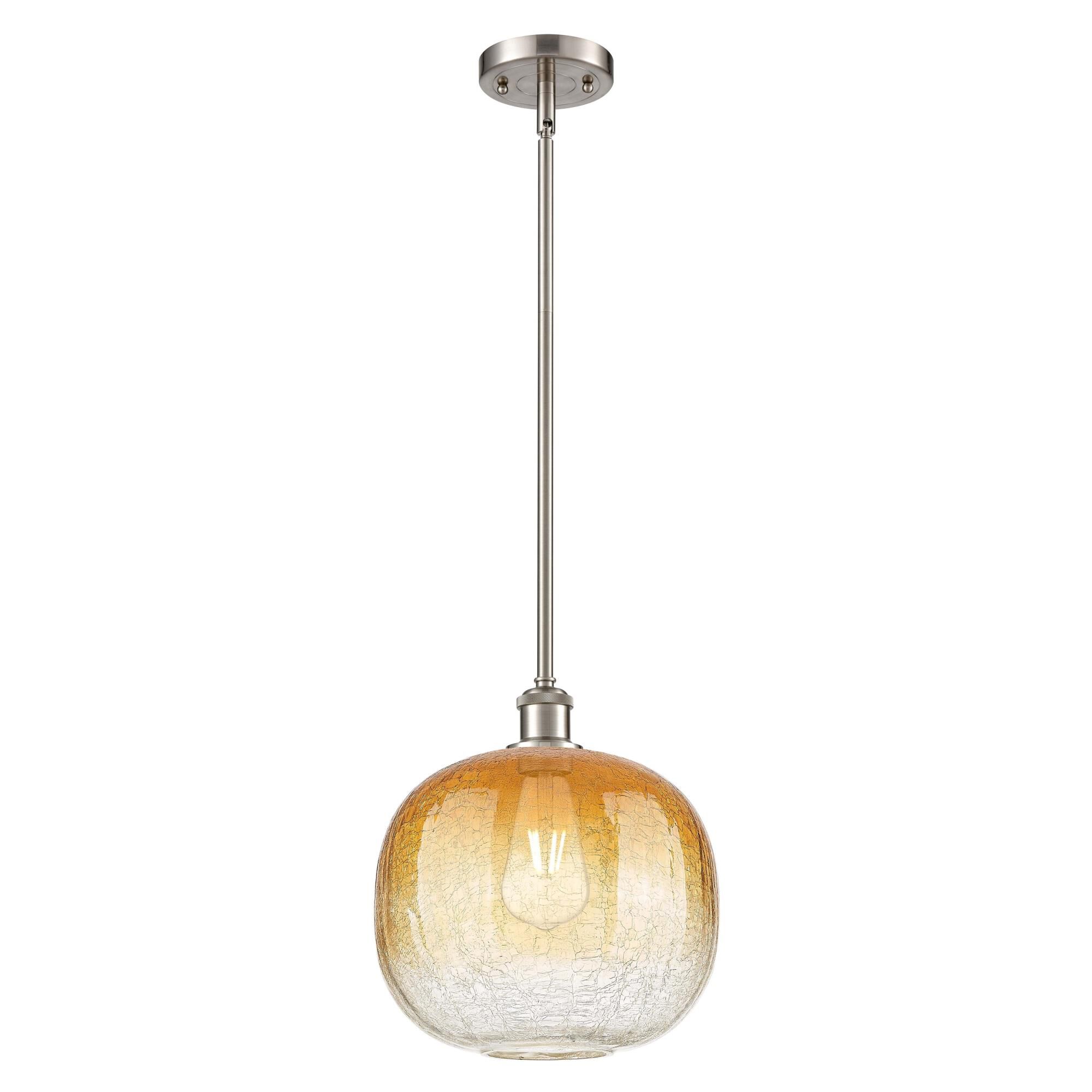 Shown in Brushed Satin Nickel finish and Amber glass