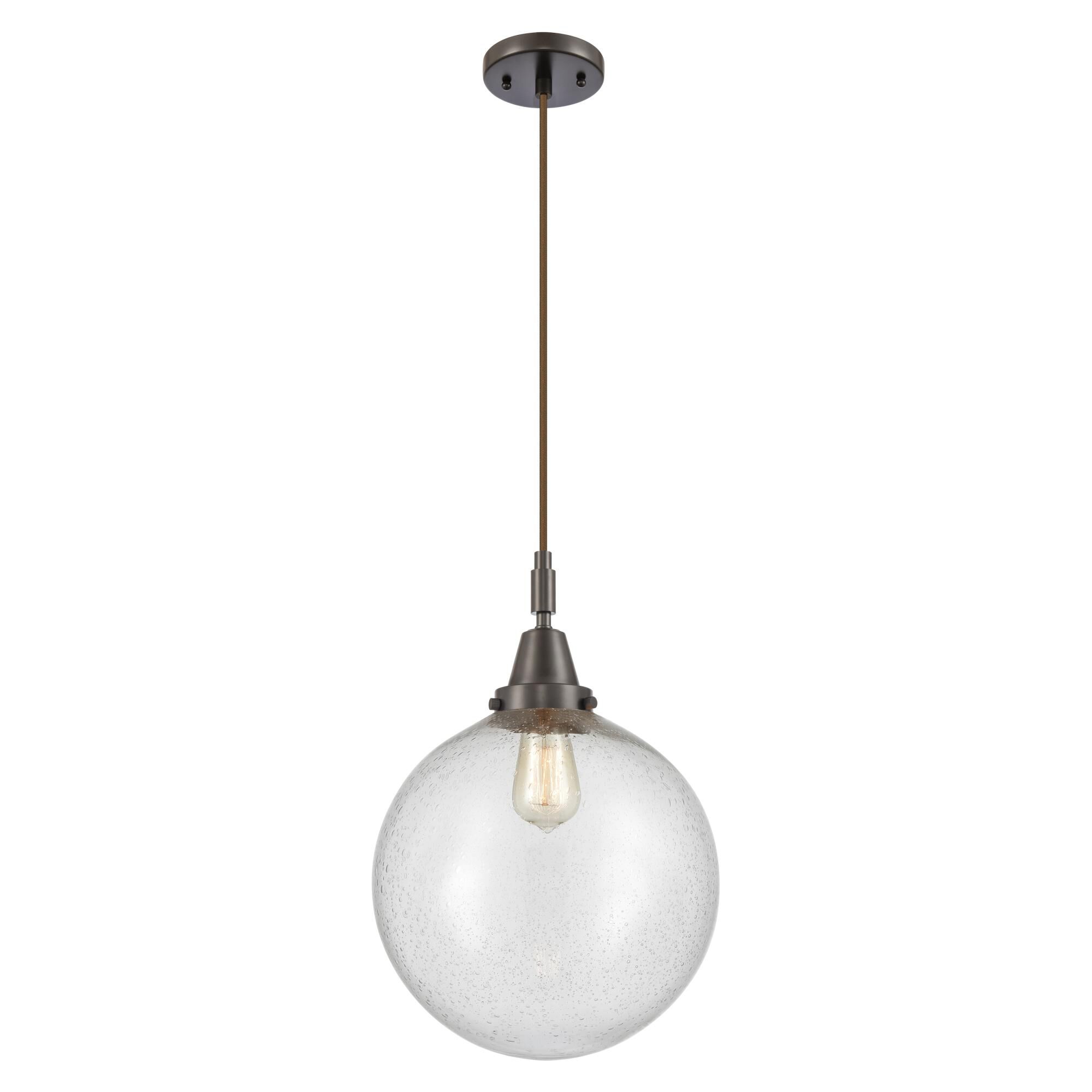 Shown in Oil Rubbed Bronze finish and Seedy glass