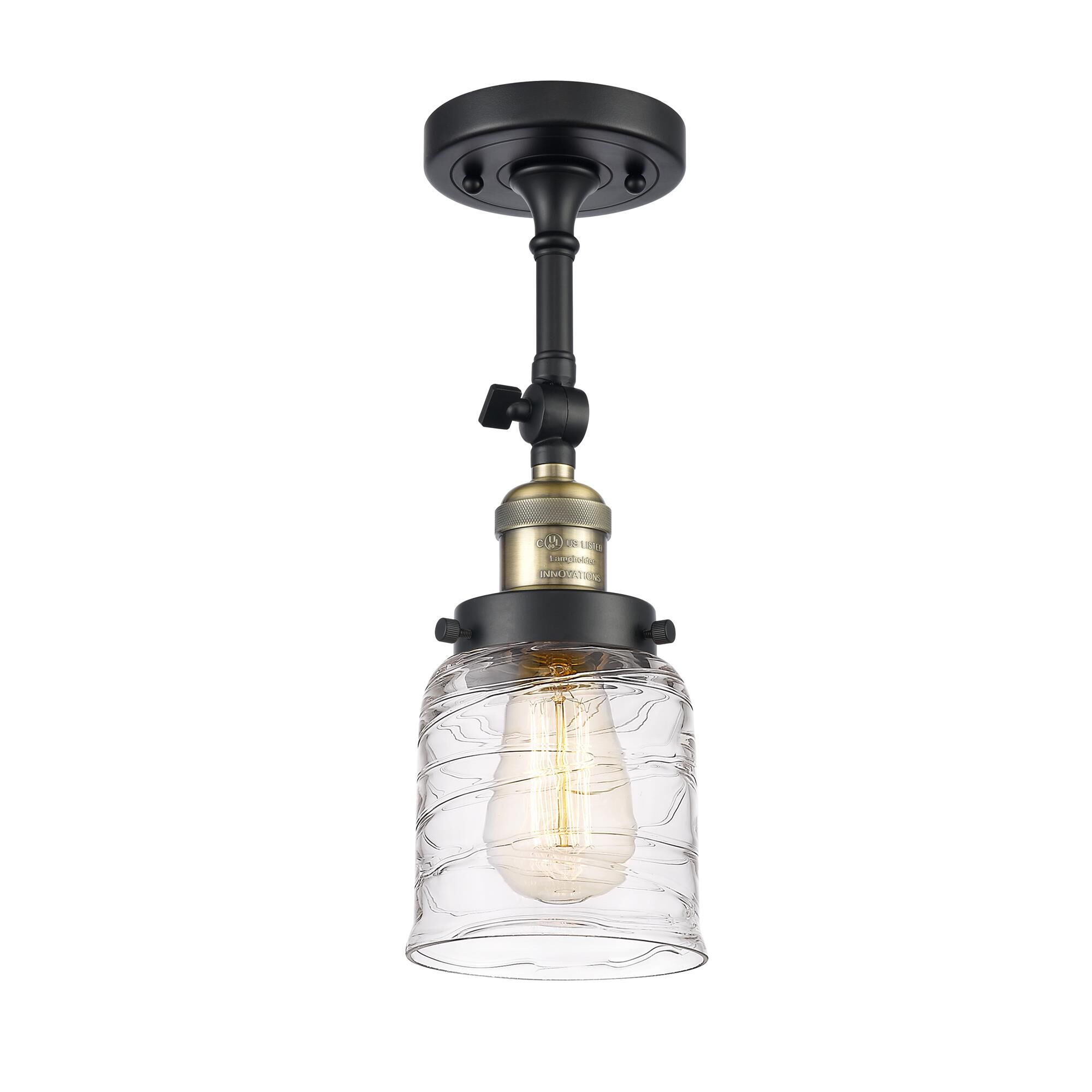 Shown in Black Antique Brass finish and Clear glass