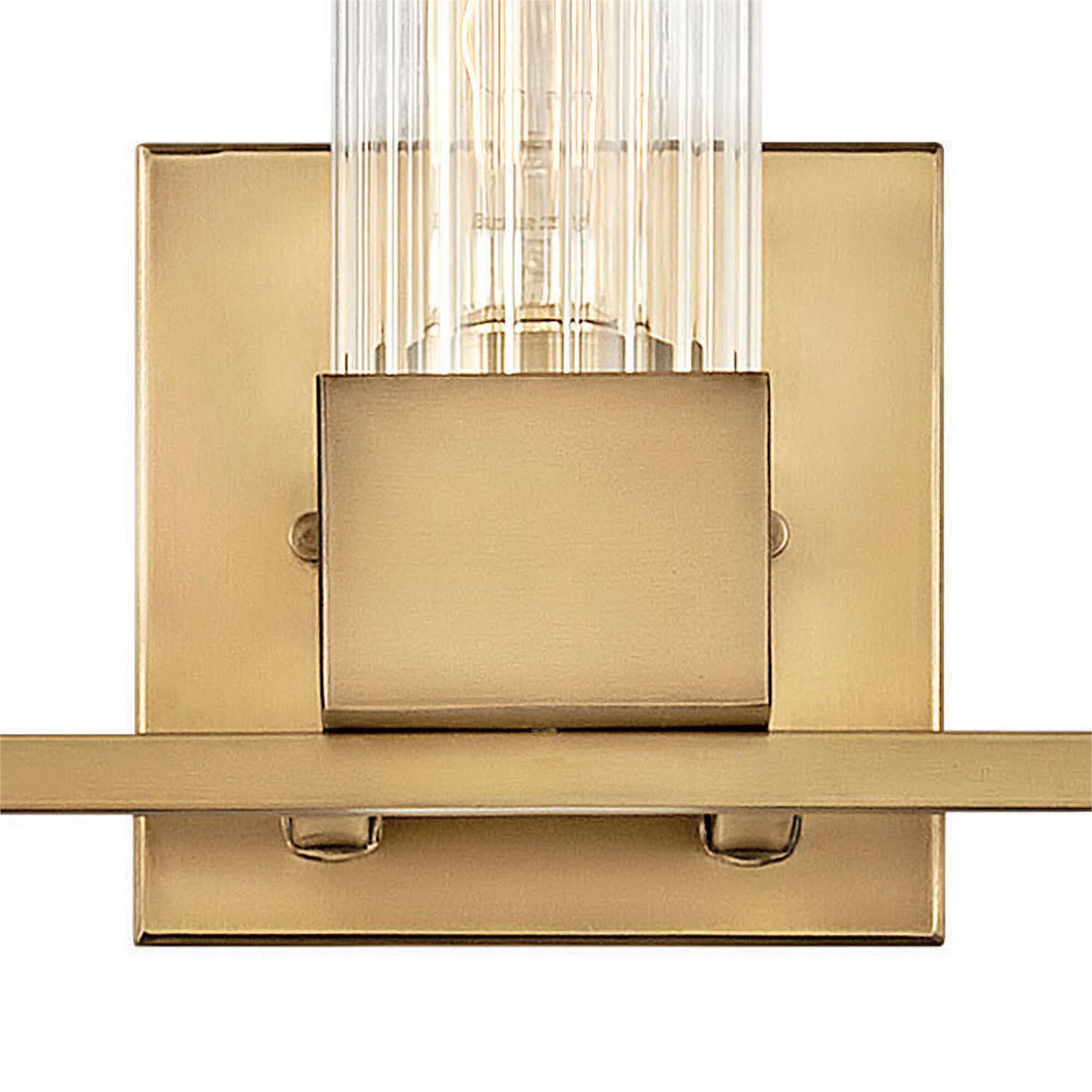 Shown in Heritage Brass finish and Ribbed Clear glass