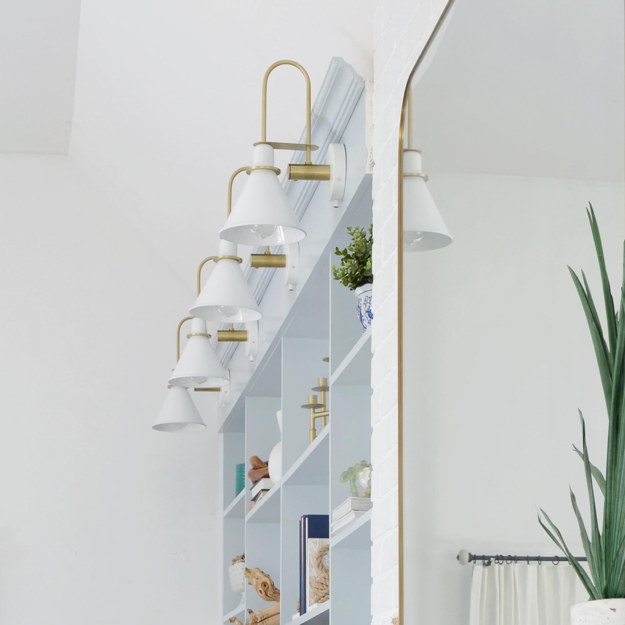 Shown in White finish and Iron glass and White shade