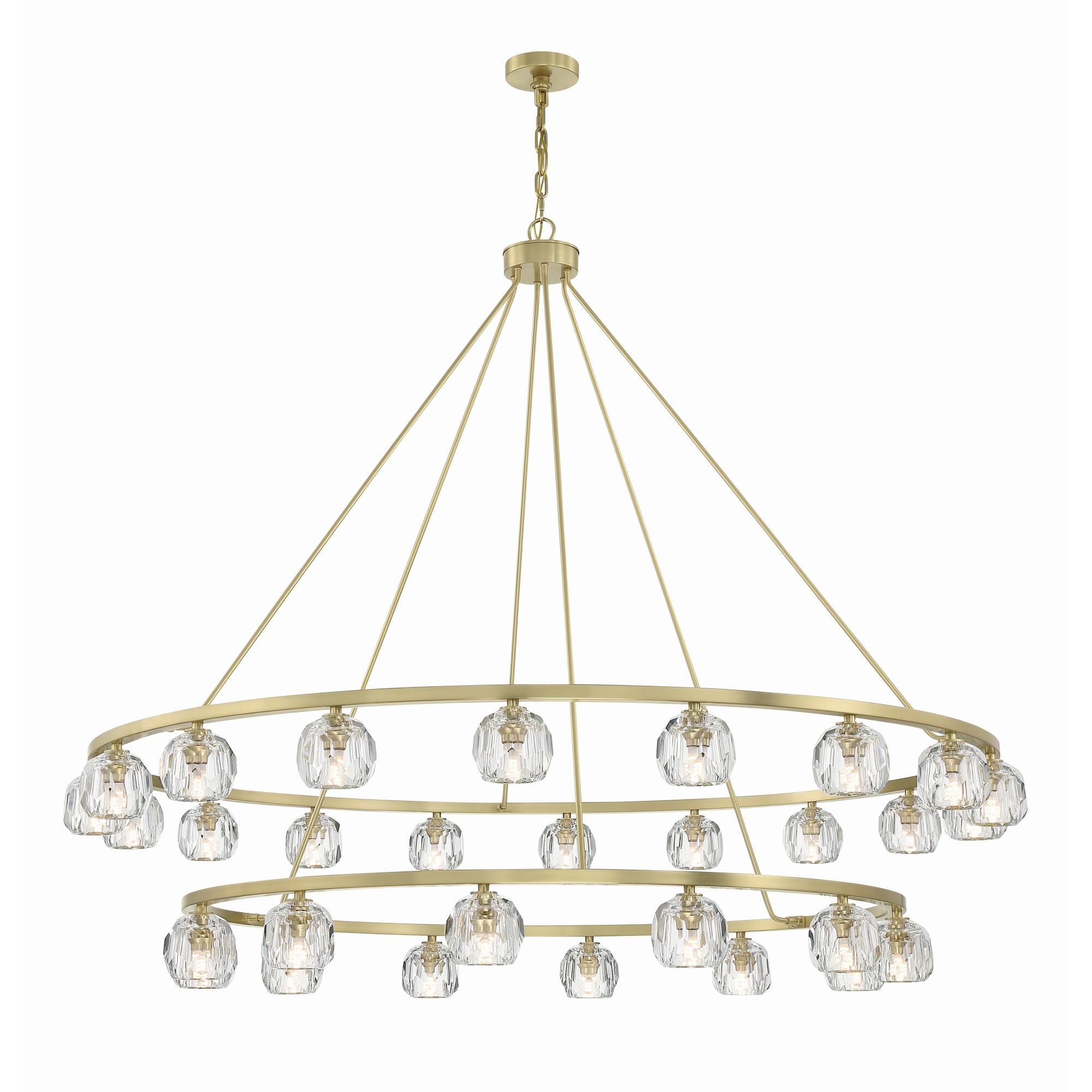 Shown in Soft Brass finish and Faceted Cut crystal and Crystal glass and Crystal shade