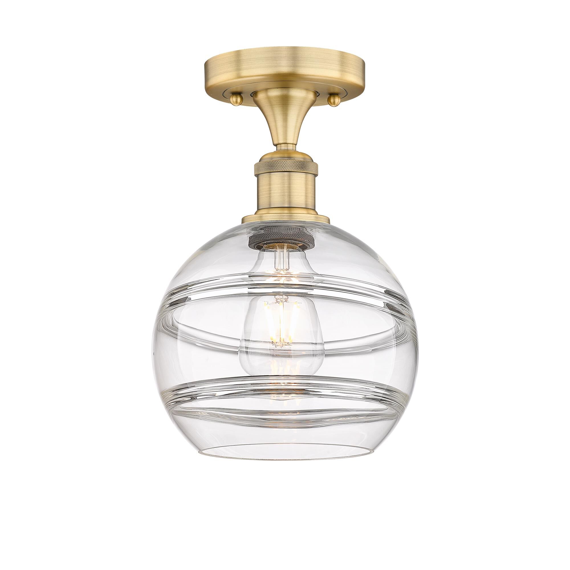 Shown in Brushed Brass finish and Clear glass