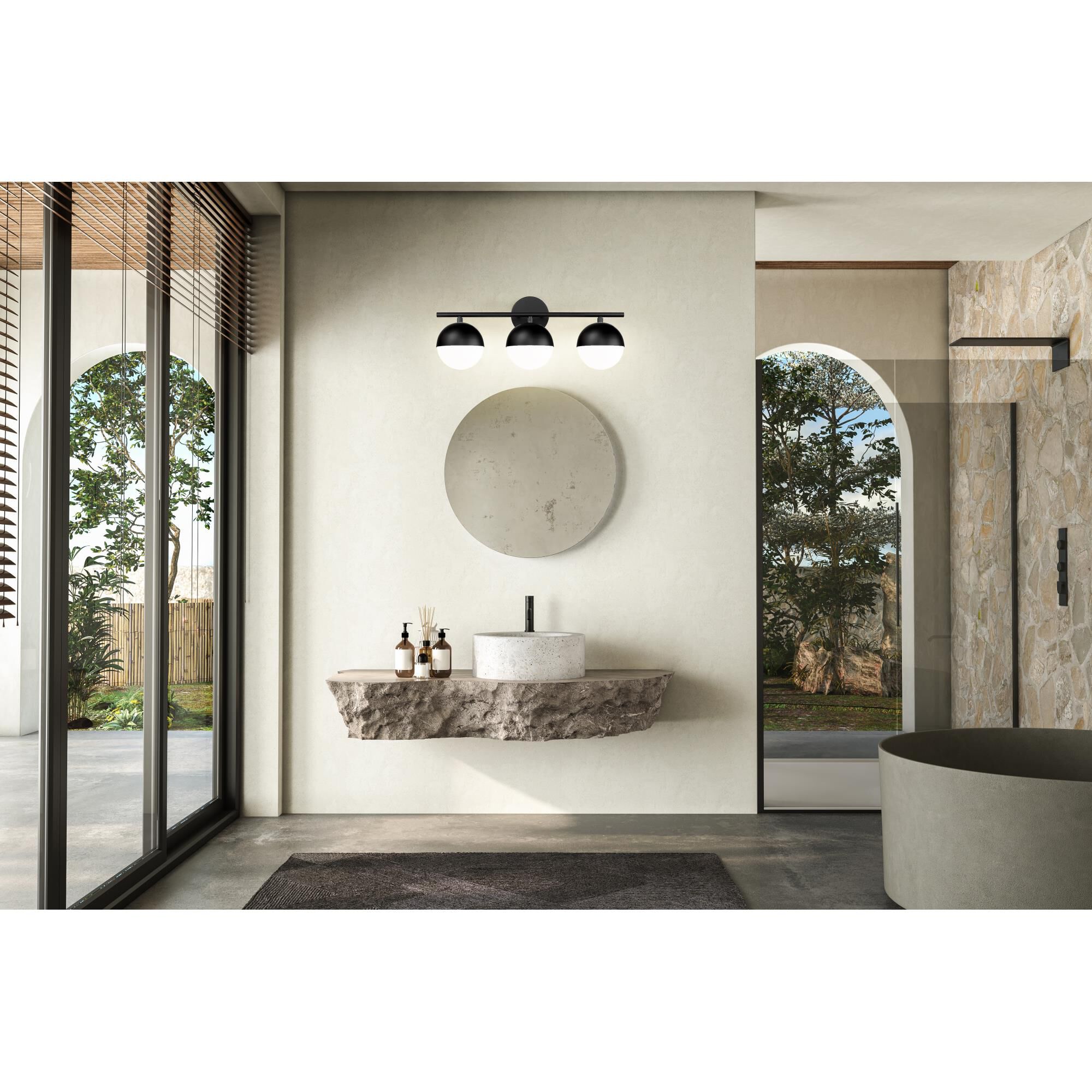 Shown in Matte Black finish and Matte Opal glass and Matte Opal shade