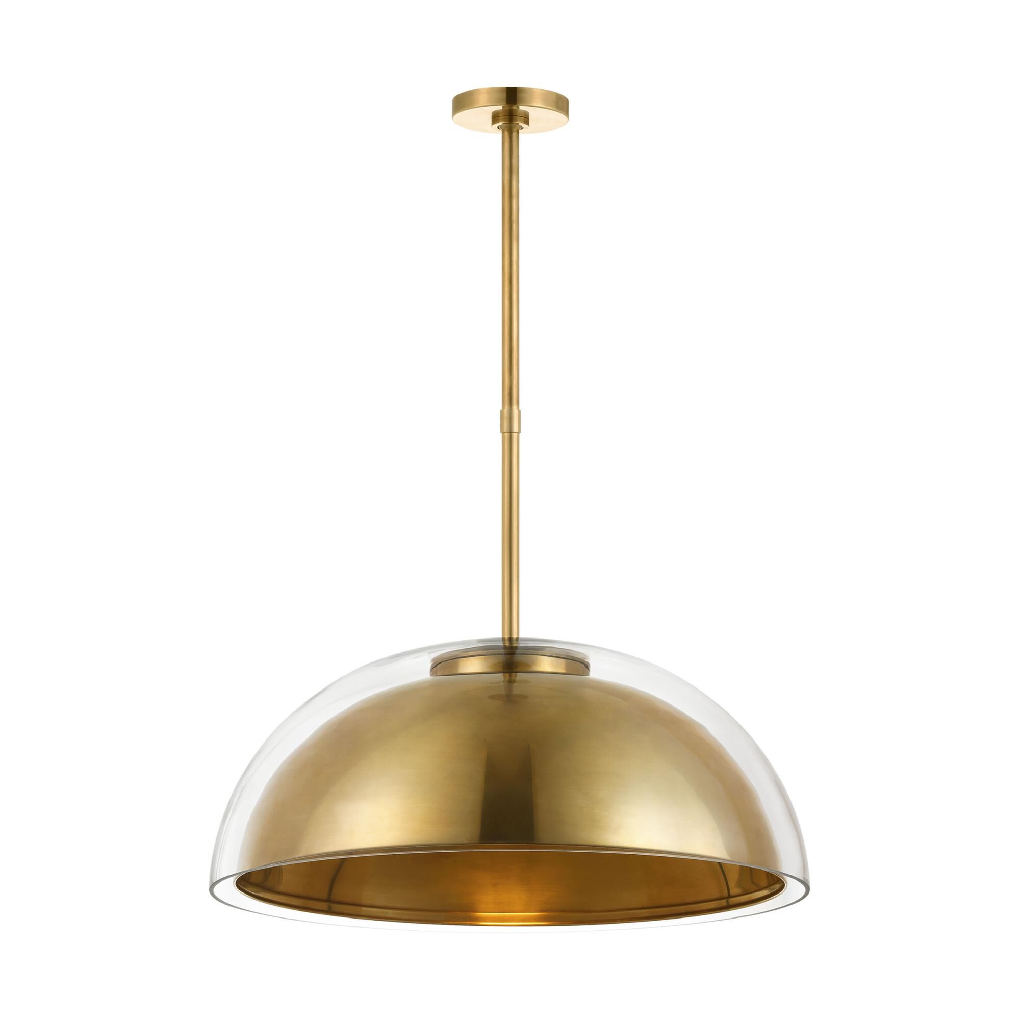 Shown in Hand-Rubbed Antique Brass finish and Clear glass
