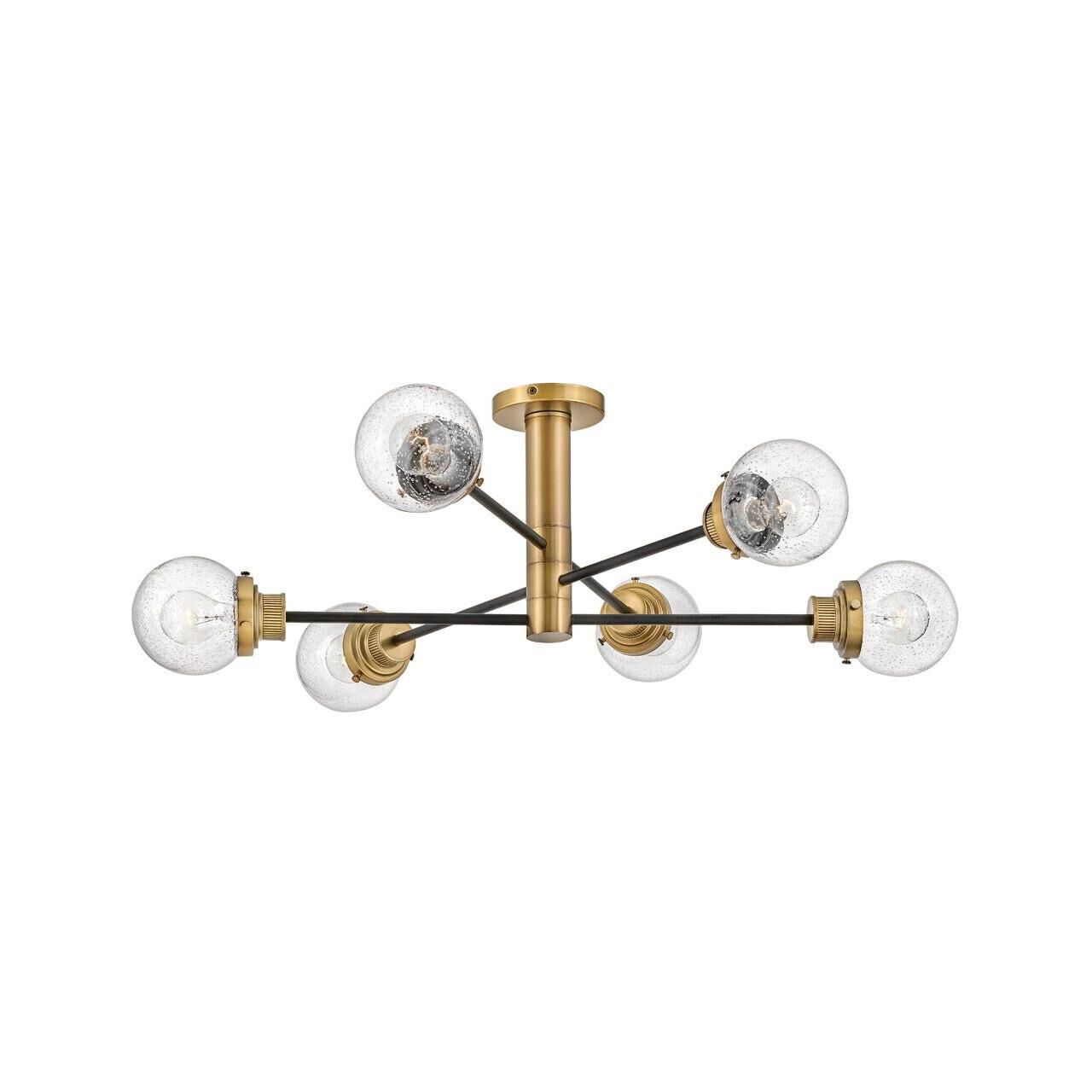 Shown in Black with Heritage Brass Accents finish and Clear Seedy glass