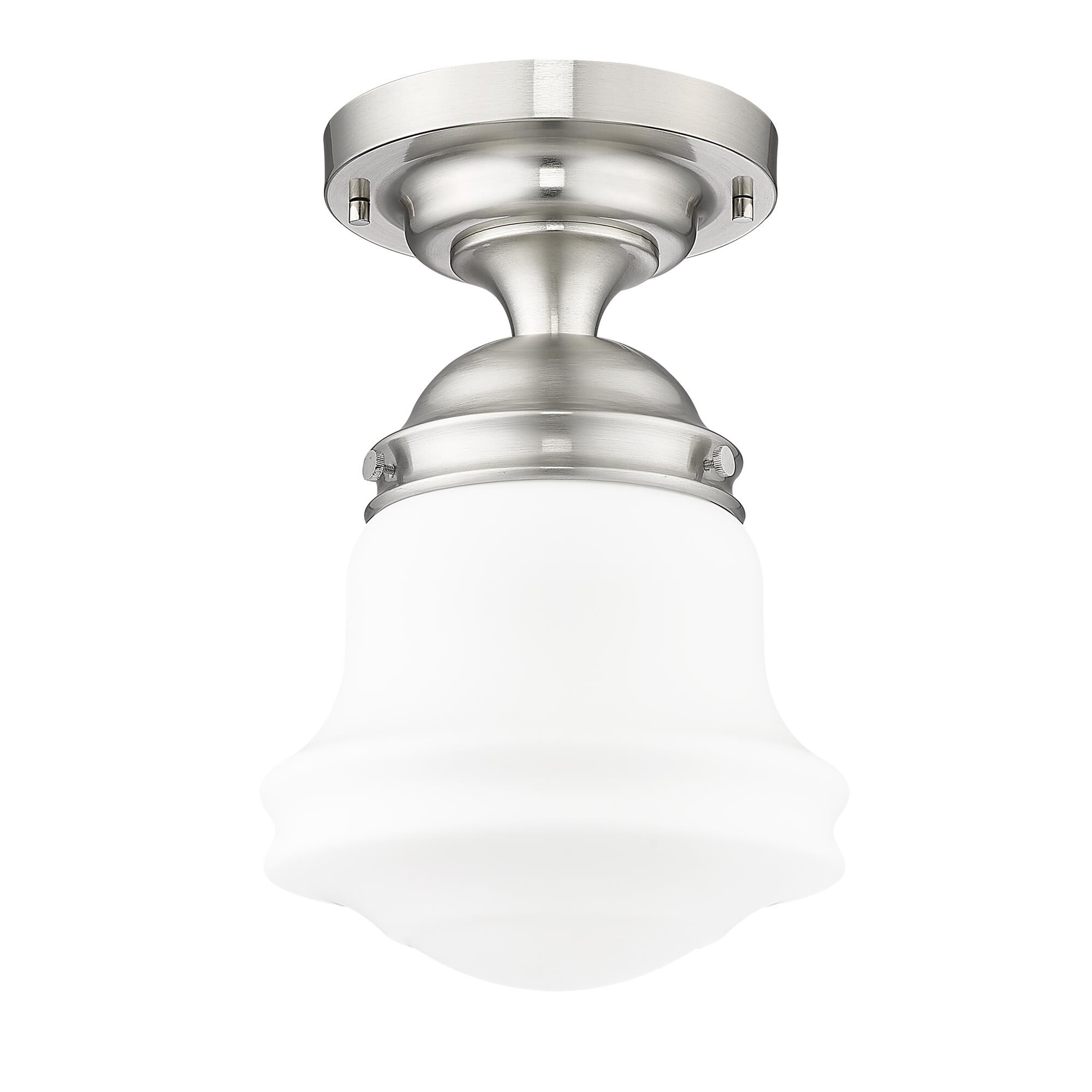 Shown in Brushed Nickel finish and Matte Opal glass