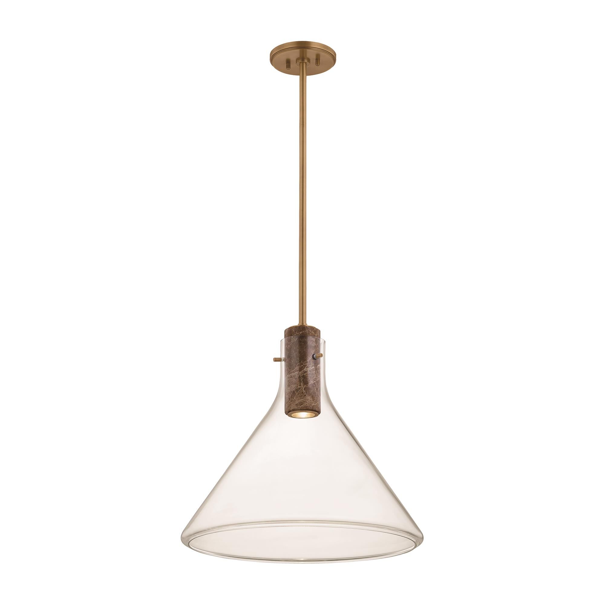 Shown in Patina Brass finish and Clear glass
