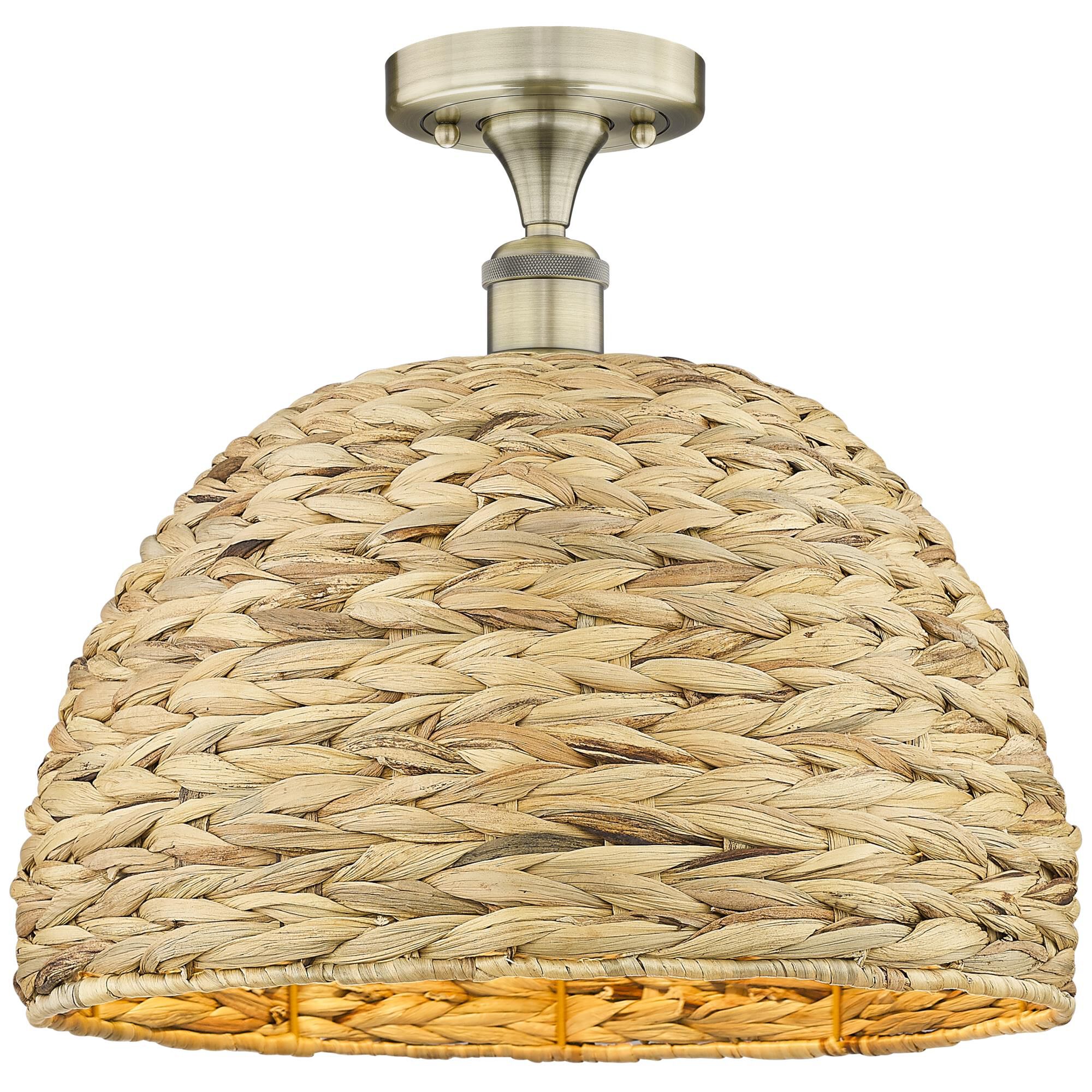 Bruno Marashlian Woven Rattan 16 Inch Semi Flush Mount by Innovations Lighting