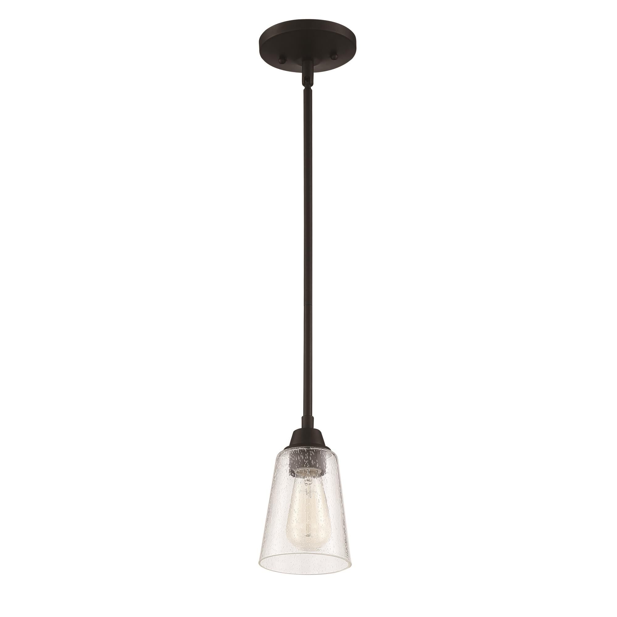 Shown in Espresso finish and Clear Seeded glass and Glass shade