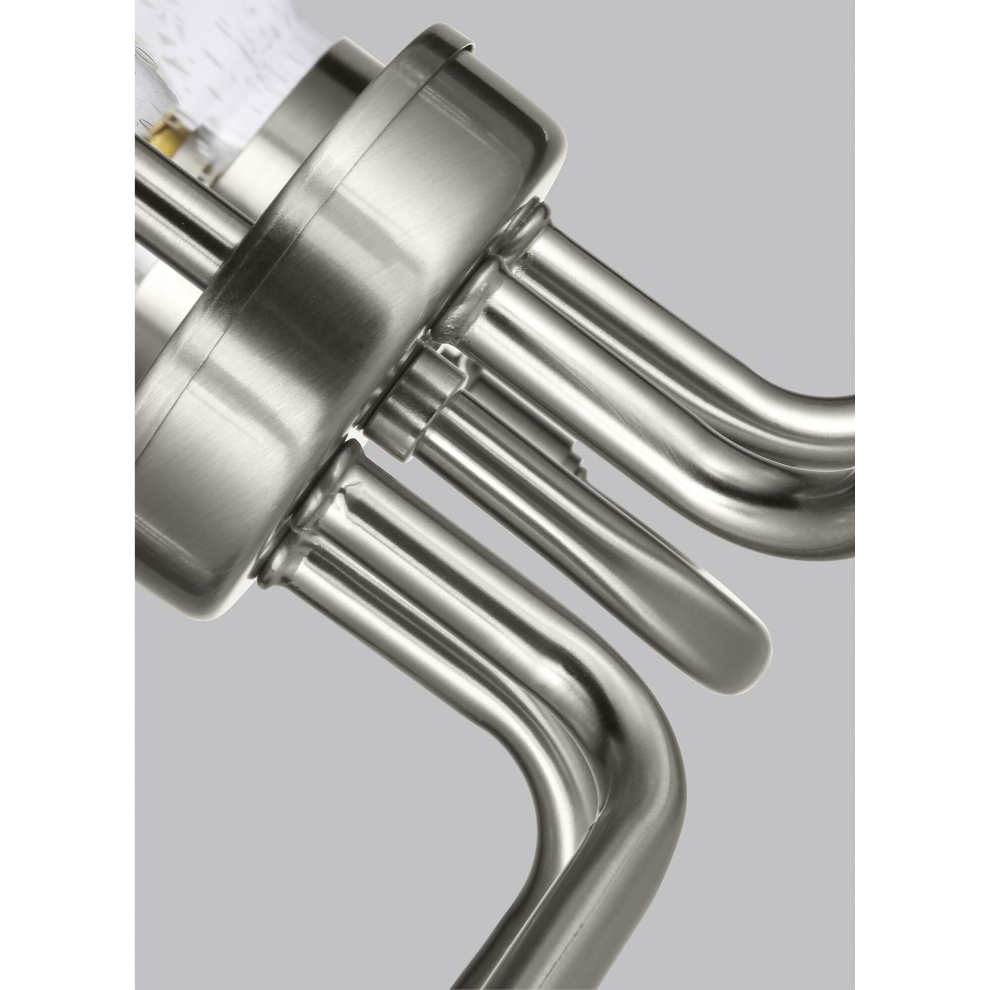 Shown in Brushed Nickel finish and Clear Seeded glass