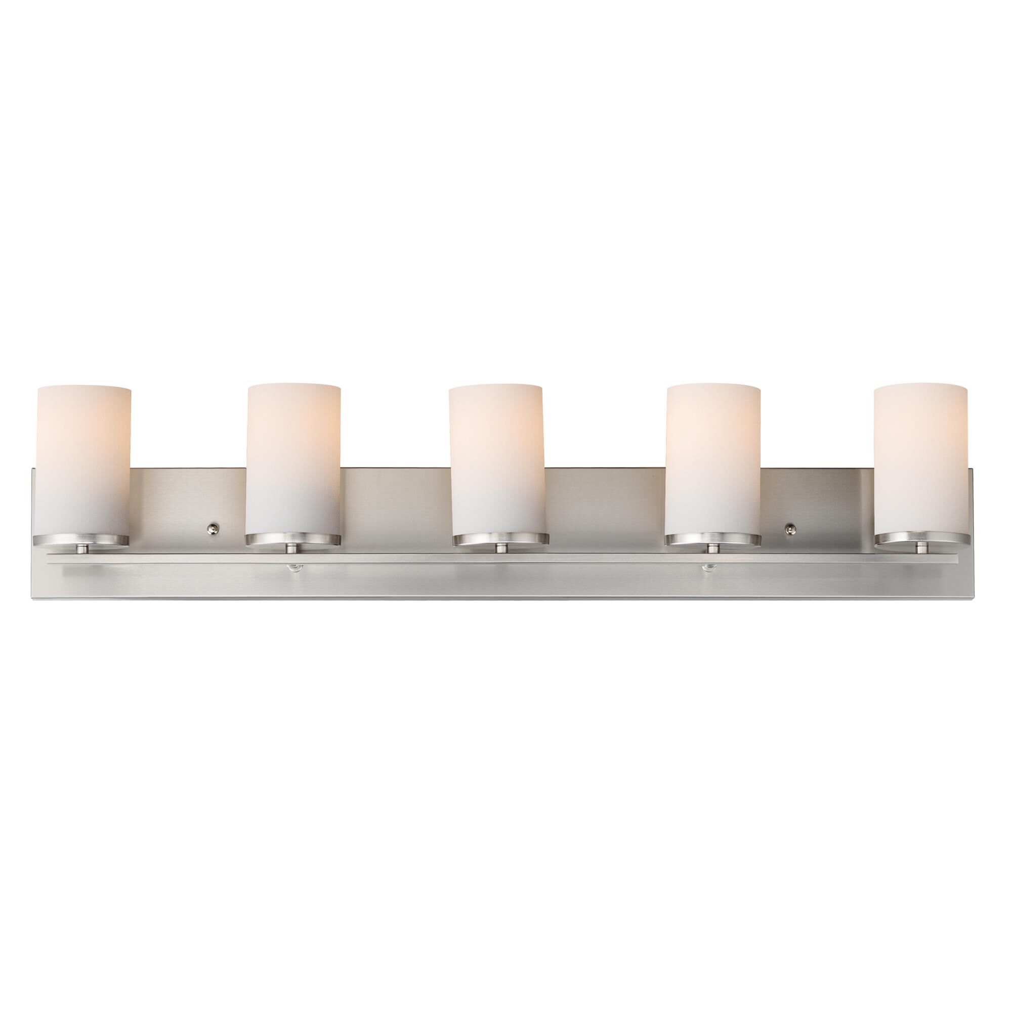Shown in Satin Nickel finish and Satin White glass