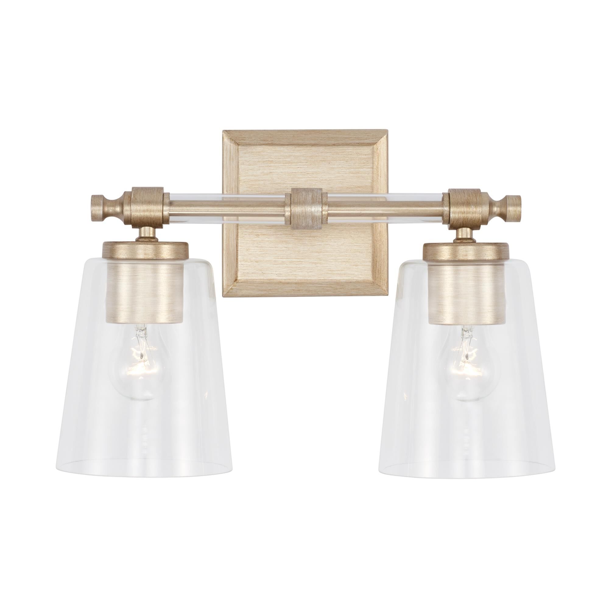 Shown in Brushed Champagne finish and Clear glass