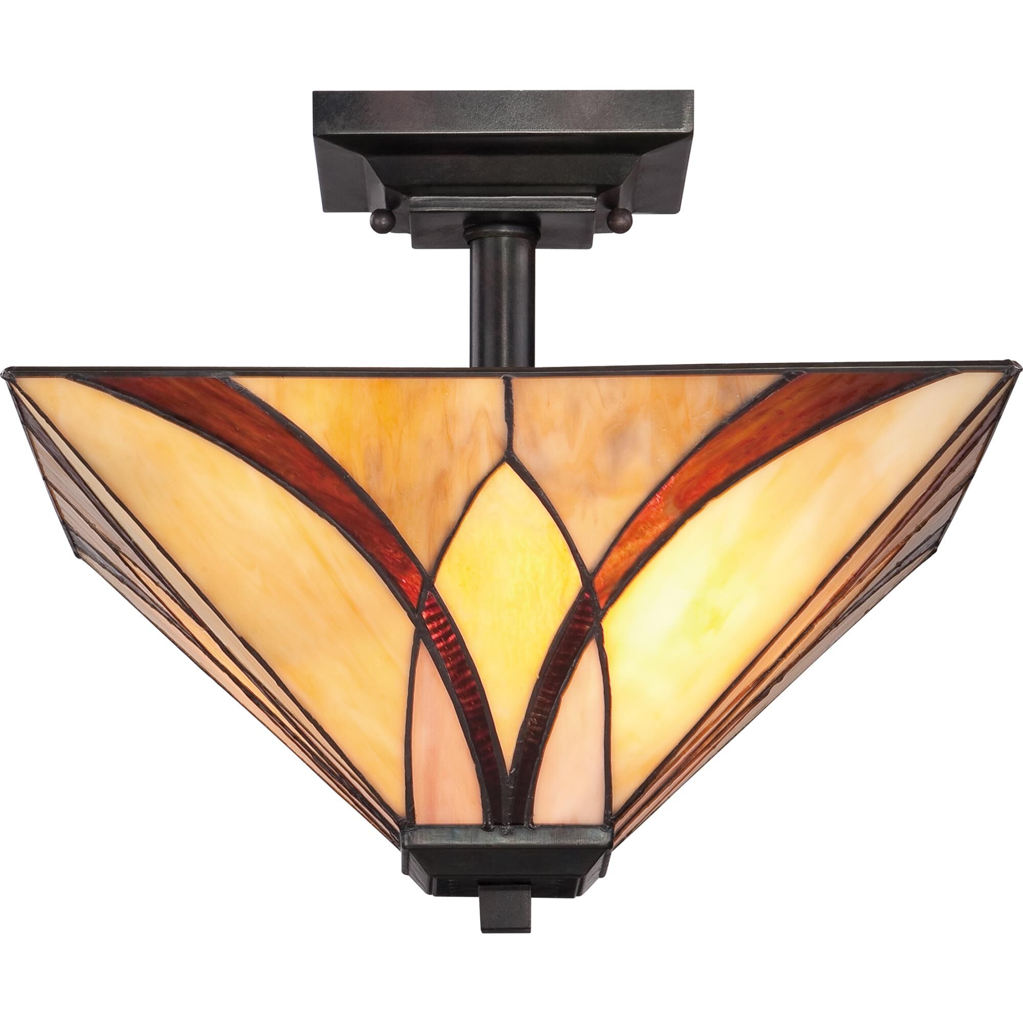 Shown in Valiant Bronze finish and Tiffany glass
