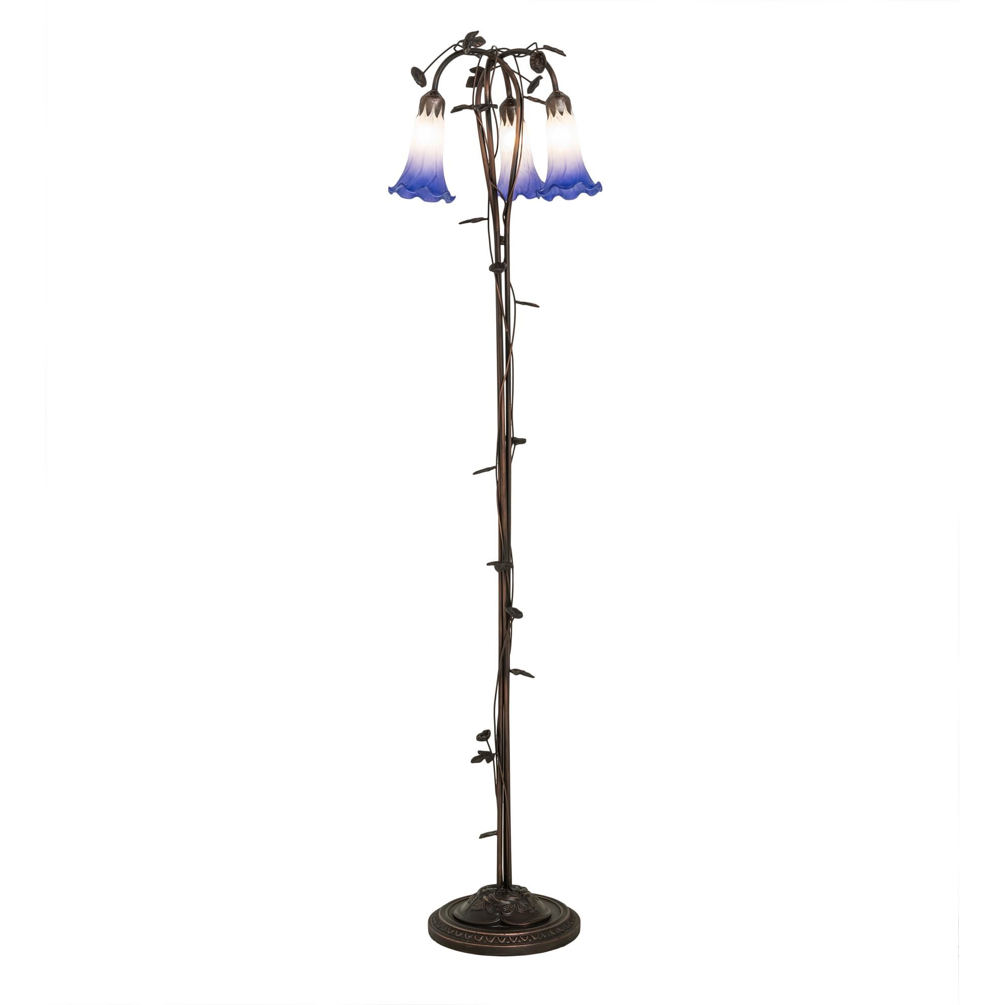 Shown in Mahogany Bronze finish and Blue;White glass