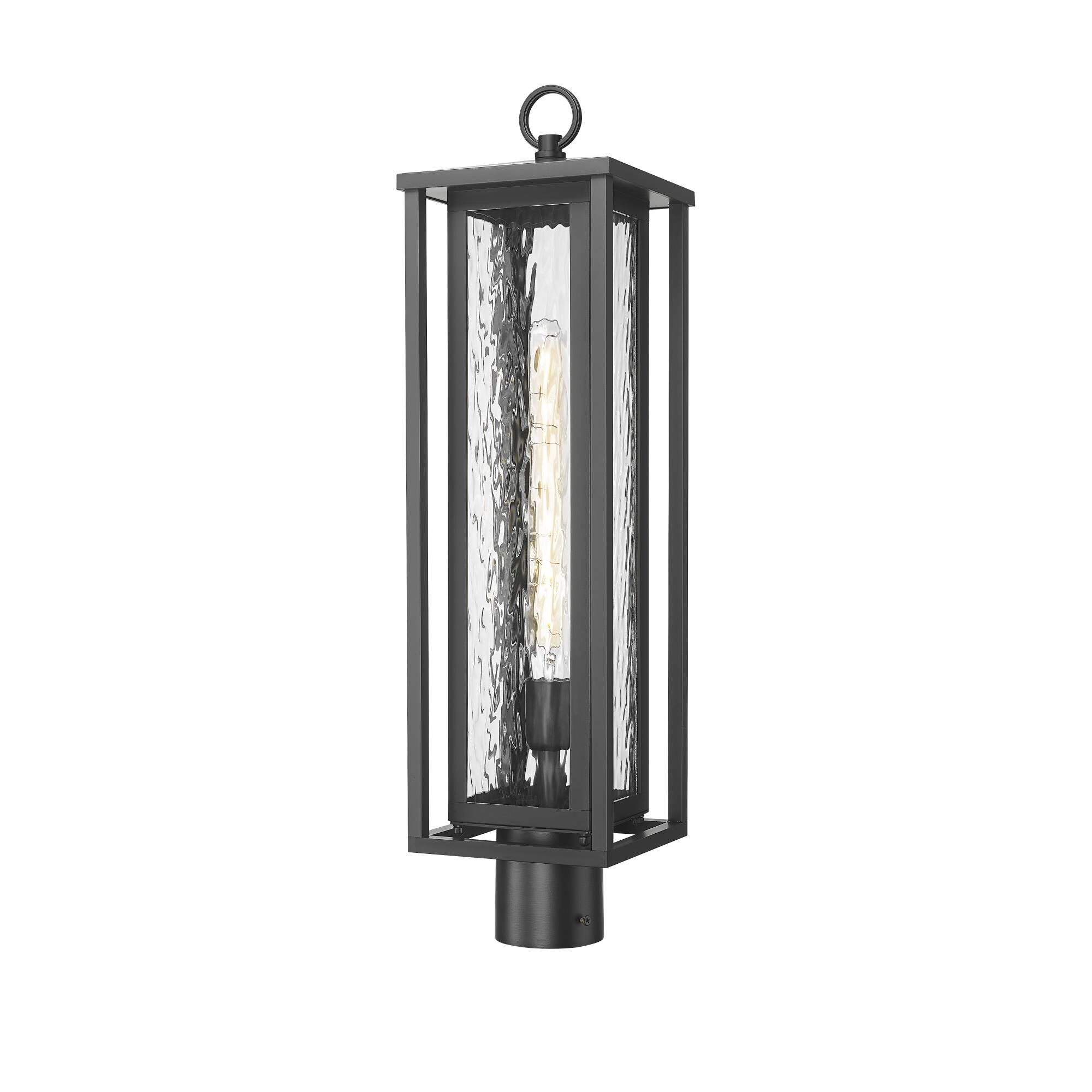 Shown in Matte Black finish and Water Glass shade