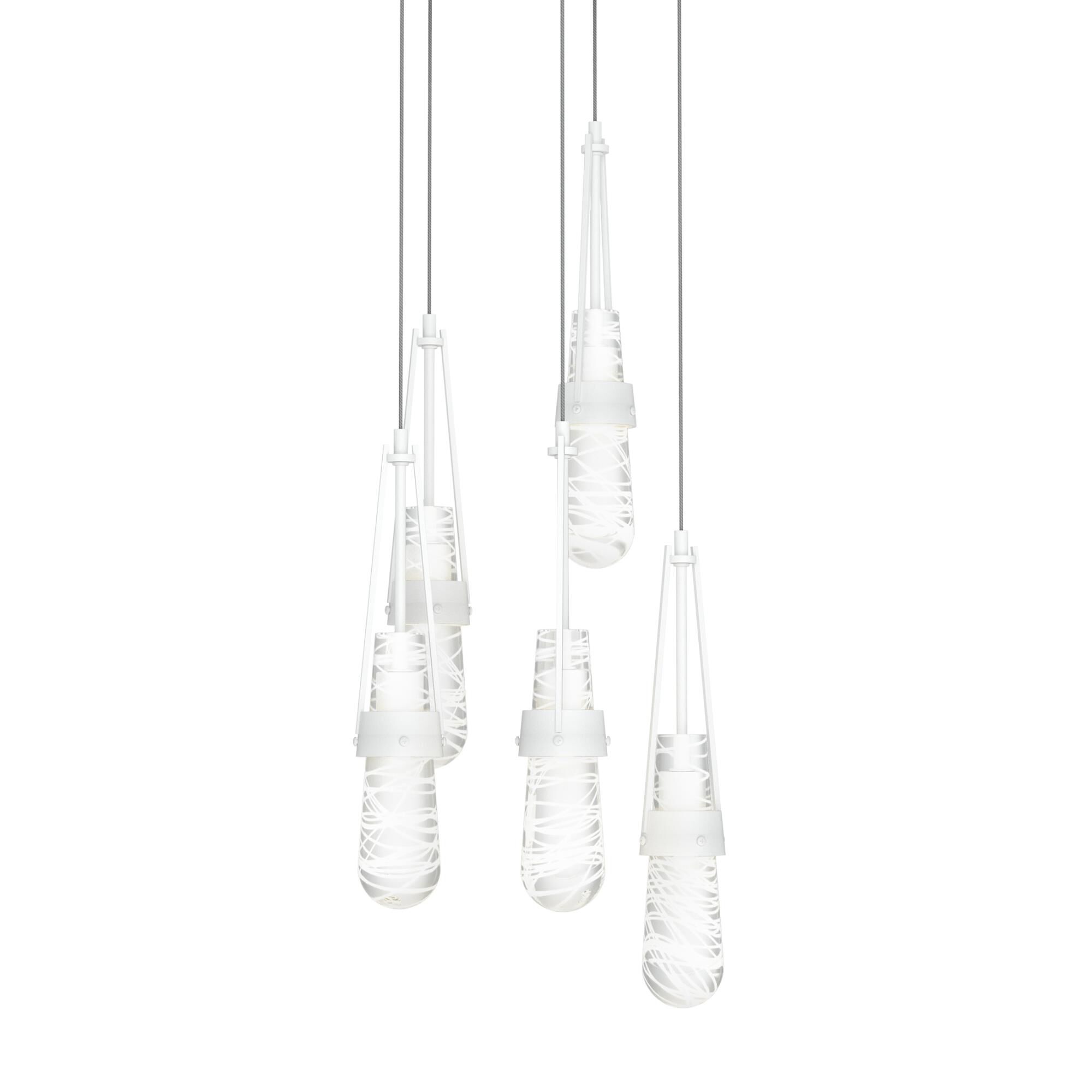 Shown in White finish and Clear and White Threading glass