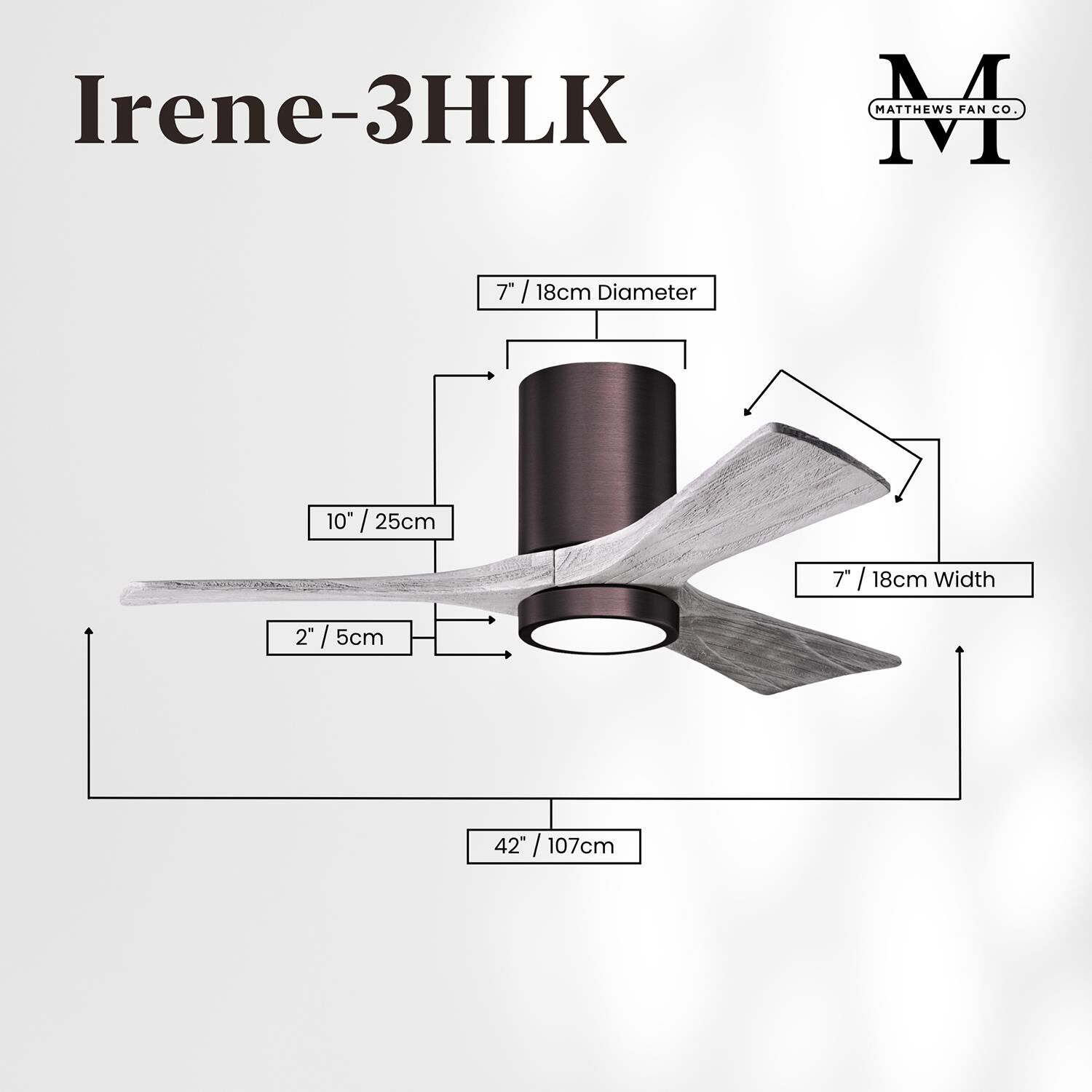 Irene 42 Inch Flush Mount Fan with Light Kit by Matthews Fan Company