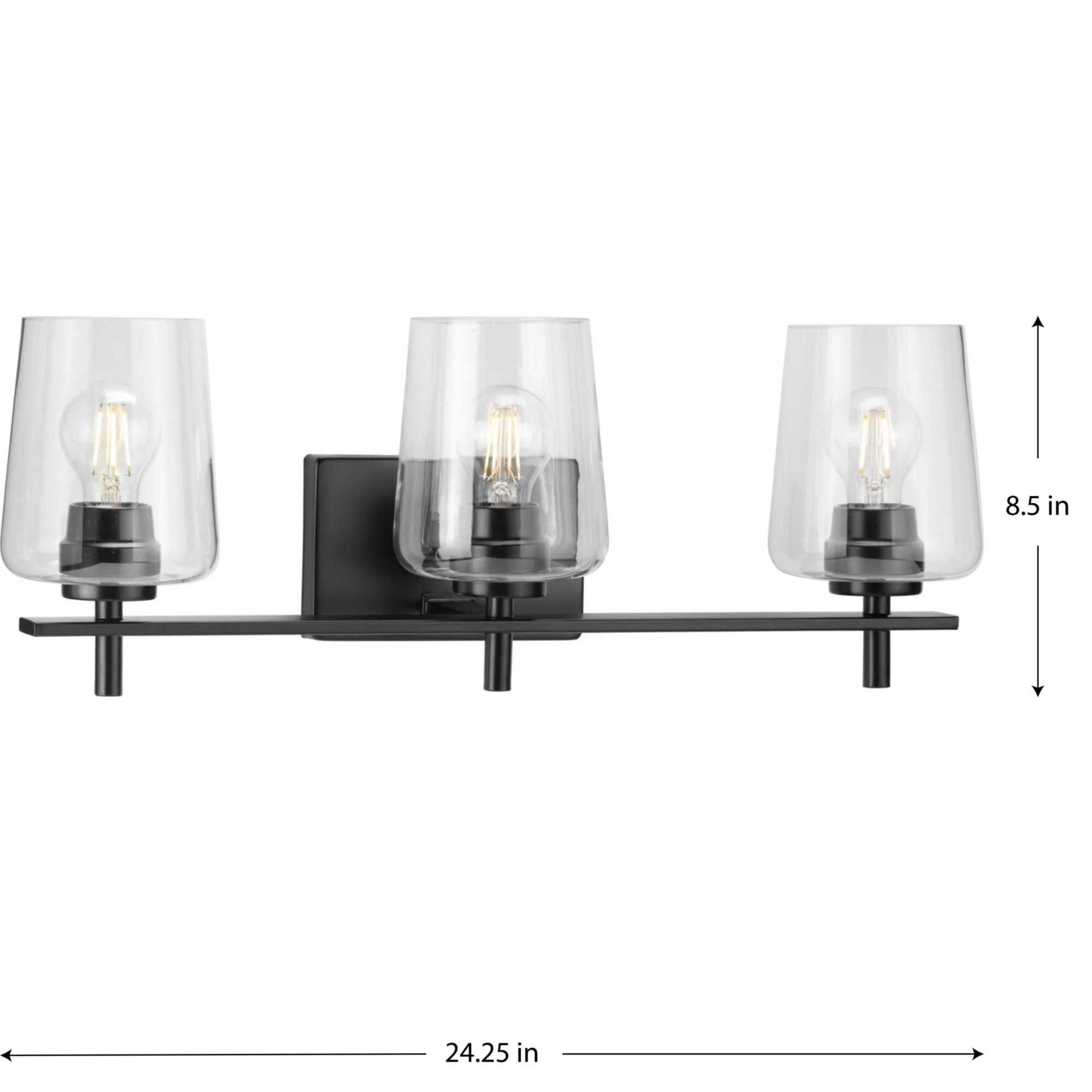 Shown in Matte Black finish and Clear glass