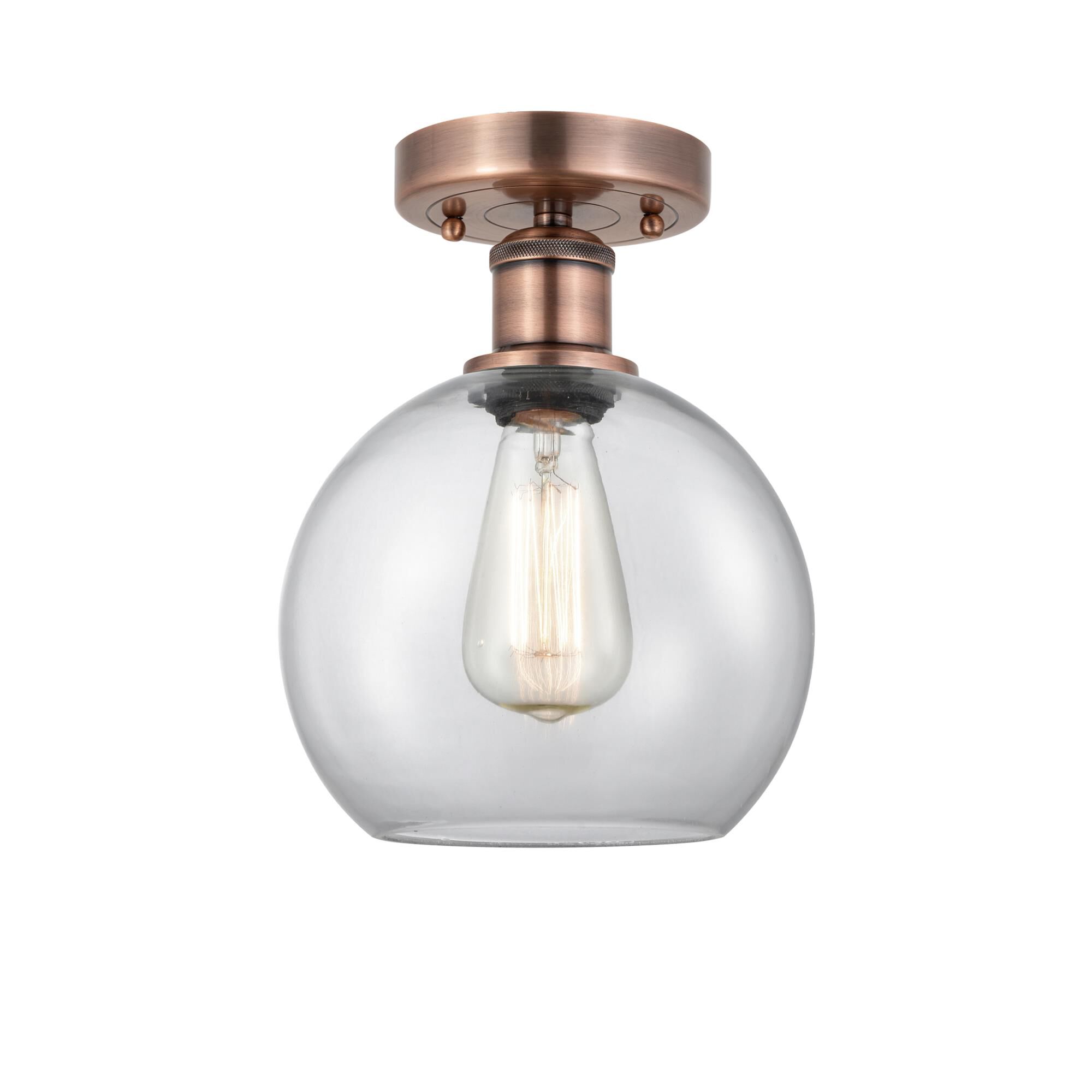 Shown in Antique Copper finish and Clear glass