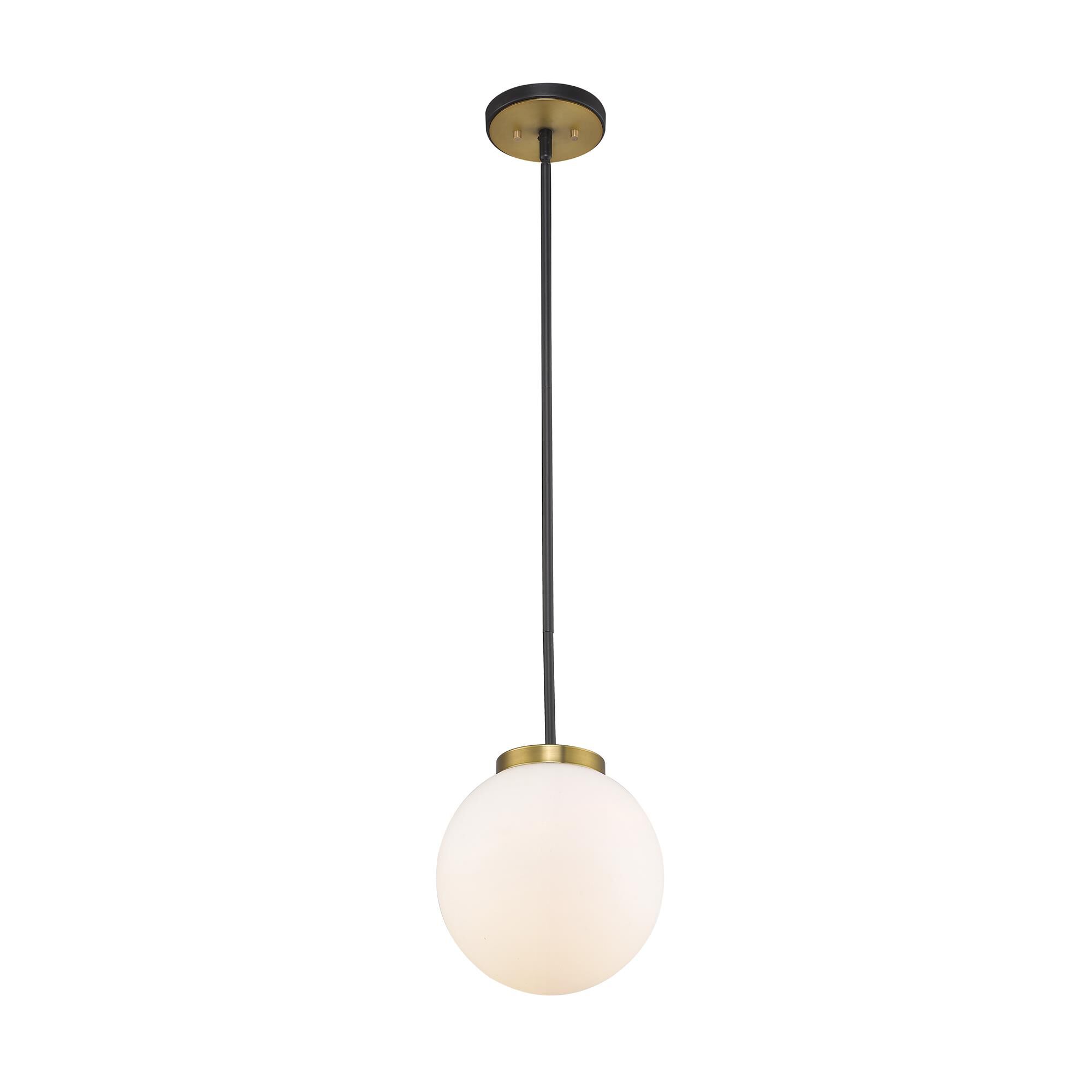 Shown in Matte Black + Olde Brass finish and Glass shade