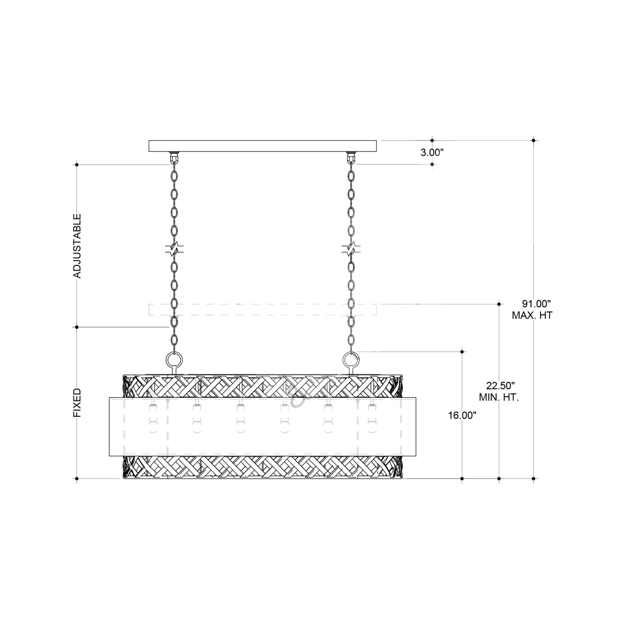 Isola 42 Inch 6 Light Linear Suspension Light by Currey and Company